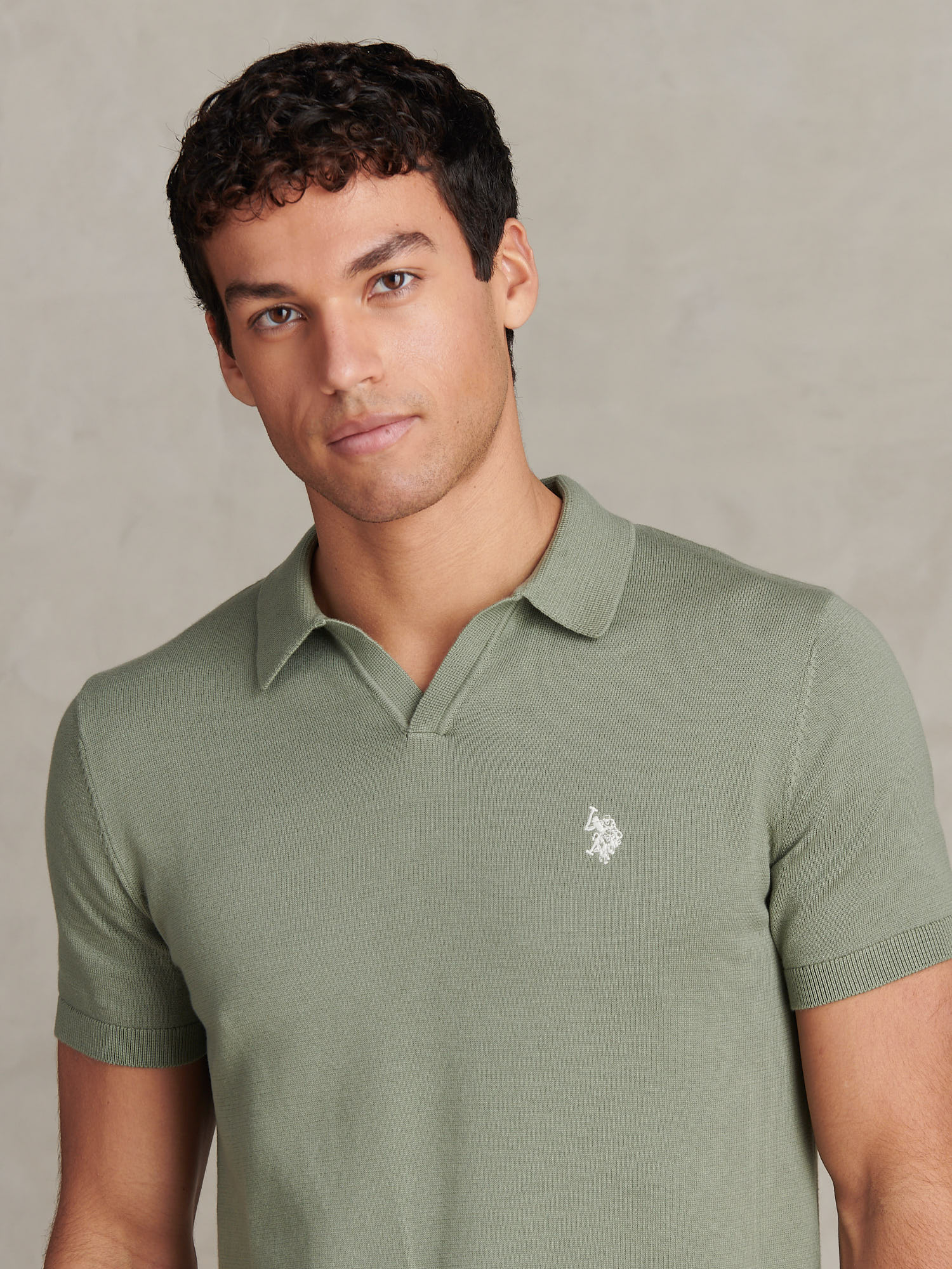 Mens Combed Cotton Double Horsemen Revere Polo Shirt Sea Spray - Image 2