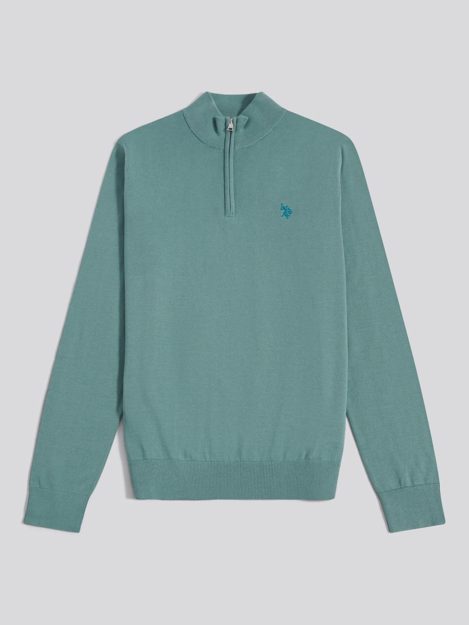 Mens Cotton Quarter Zip Funnel Jumper Arctic - Image 4