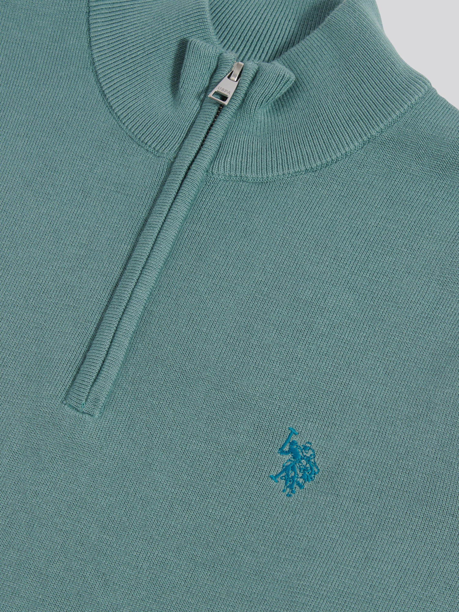 Mens Cotton Quarter Zip Funnel Jumper Arctic - Image 6