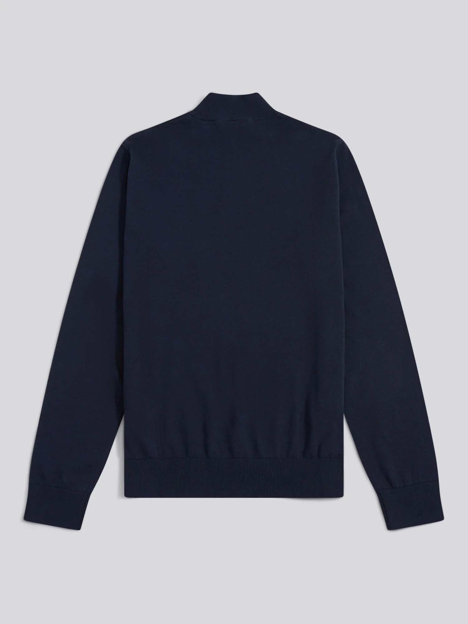 Mens Cotton Quarter Zip Funnel Jumper Dark Sapphire Navy / Haute Red DHM - Image 6