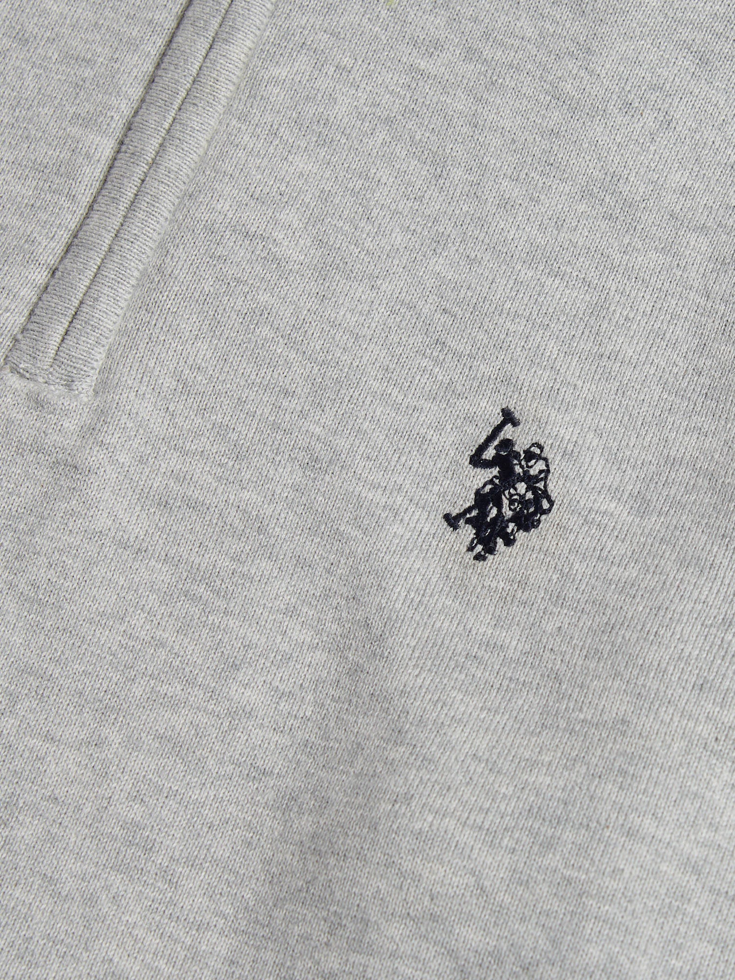 Mens Cotton Quarter Zip Funnel Jumper Mid Grey Marl - Image 7