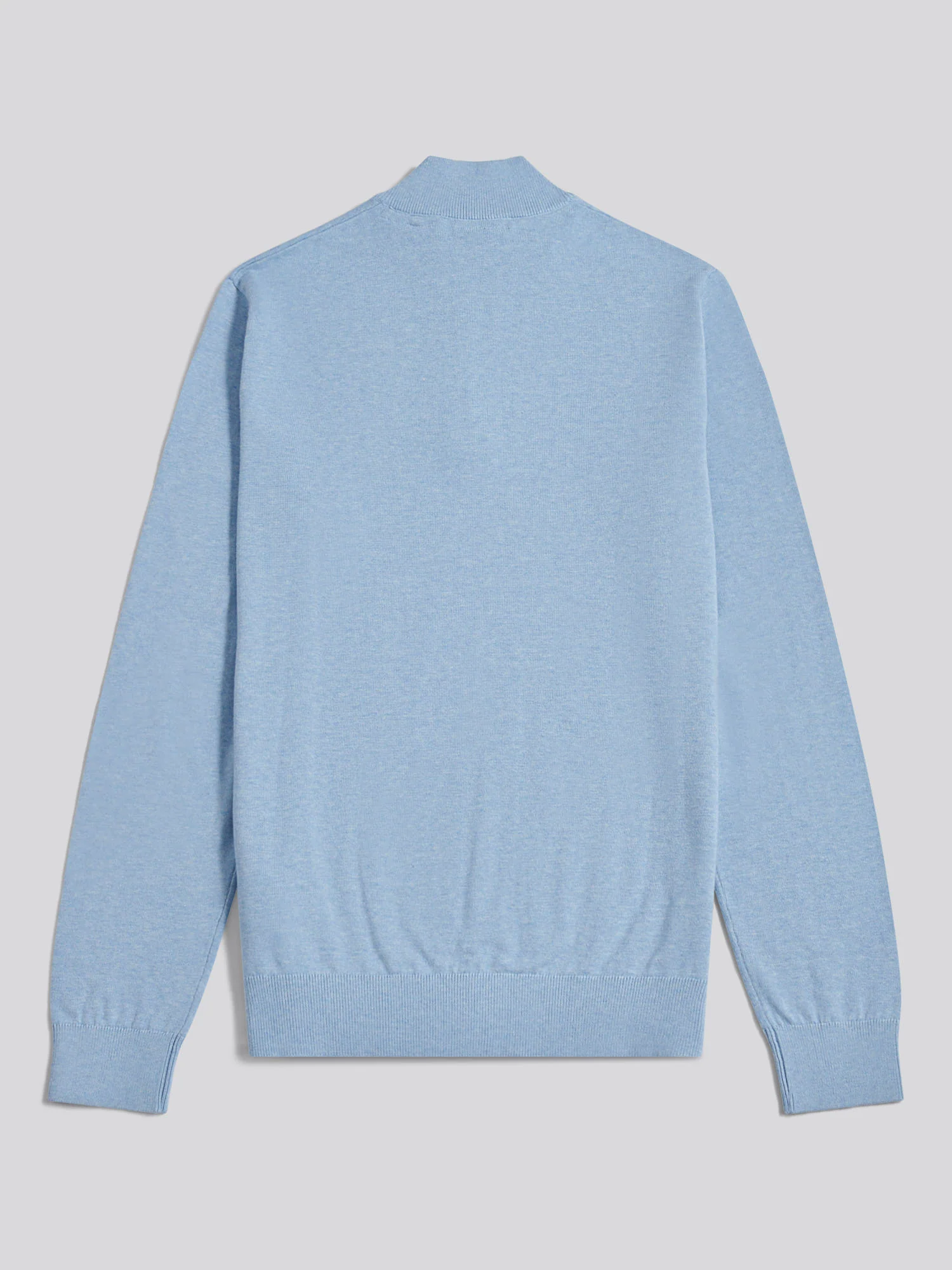 Mens Cotton Quarter Zip Funnel Jumper Parisian Blue Marl - Image 2