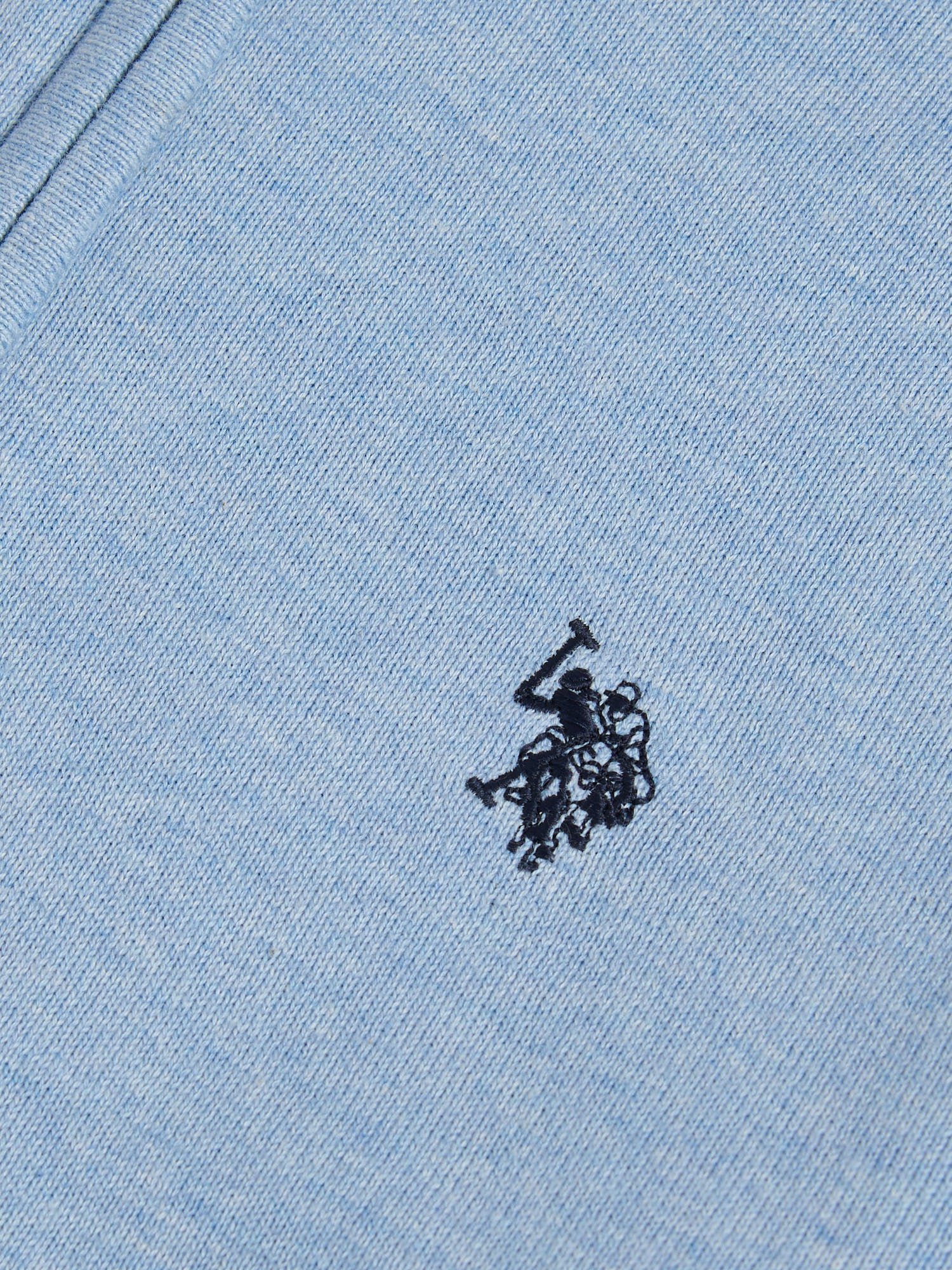 Mens Cotton Quarter Zip Funnel Jumper Parisian Blue Marl - Image 3