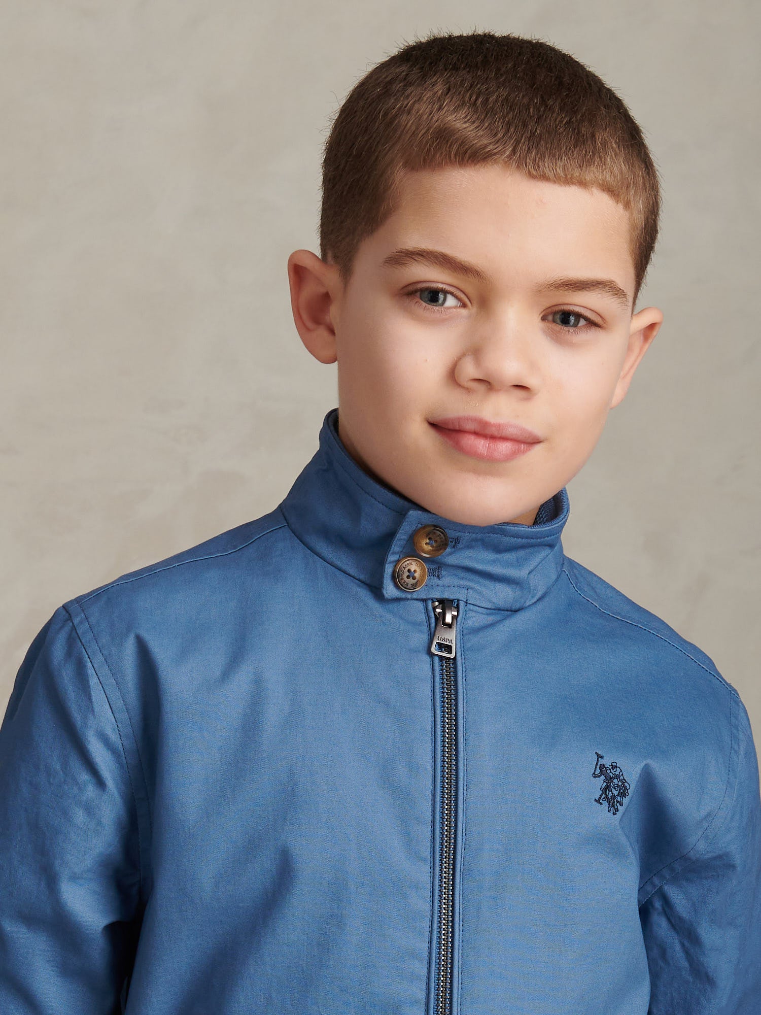 Boys Cotton Twill Harrington Jacket Blue Horizon - Image 2