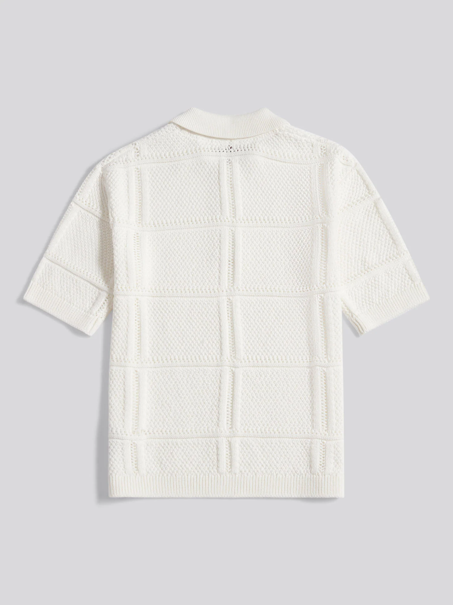 Womens Crochet Knit Polo Shirt Marshmallow - Image 7