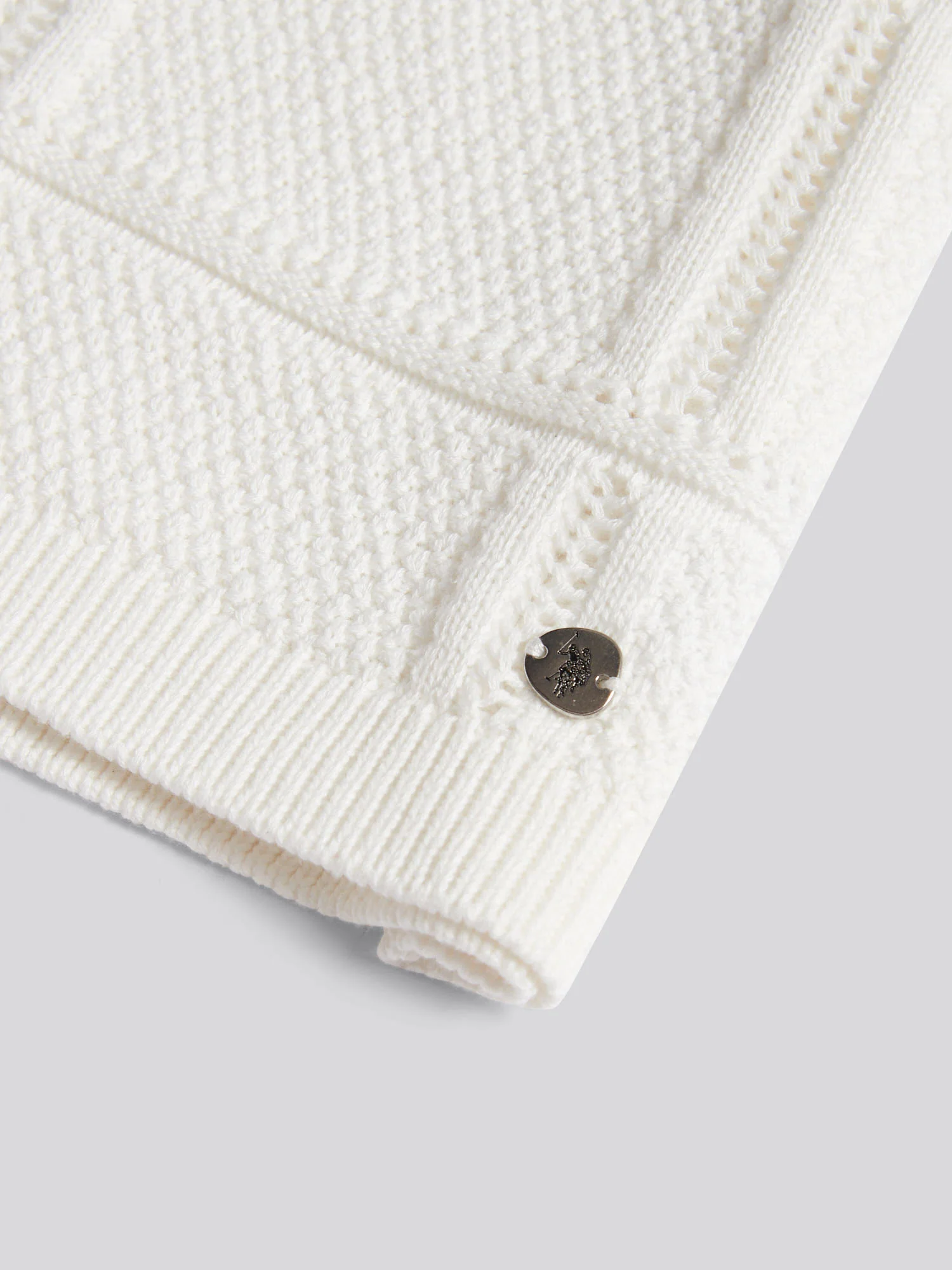 Womens Crochet Knit Polo Shirt Marshmallow - Image 8