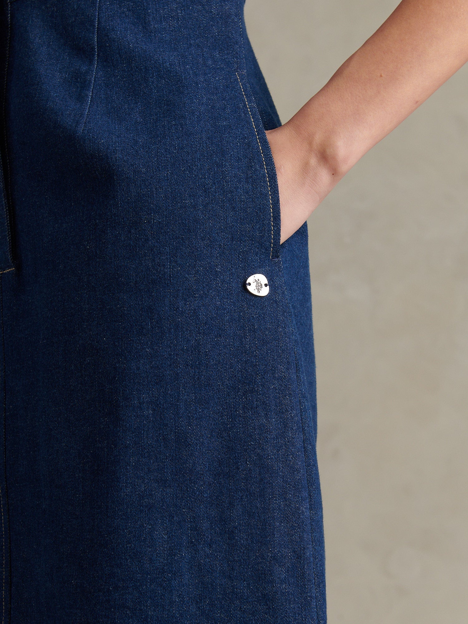 Womens Denim Midi Shirt Dress Mid Wash - Image 2