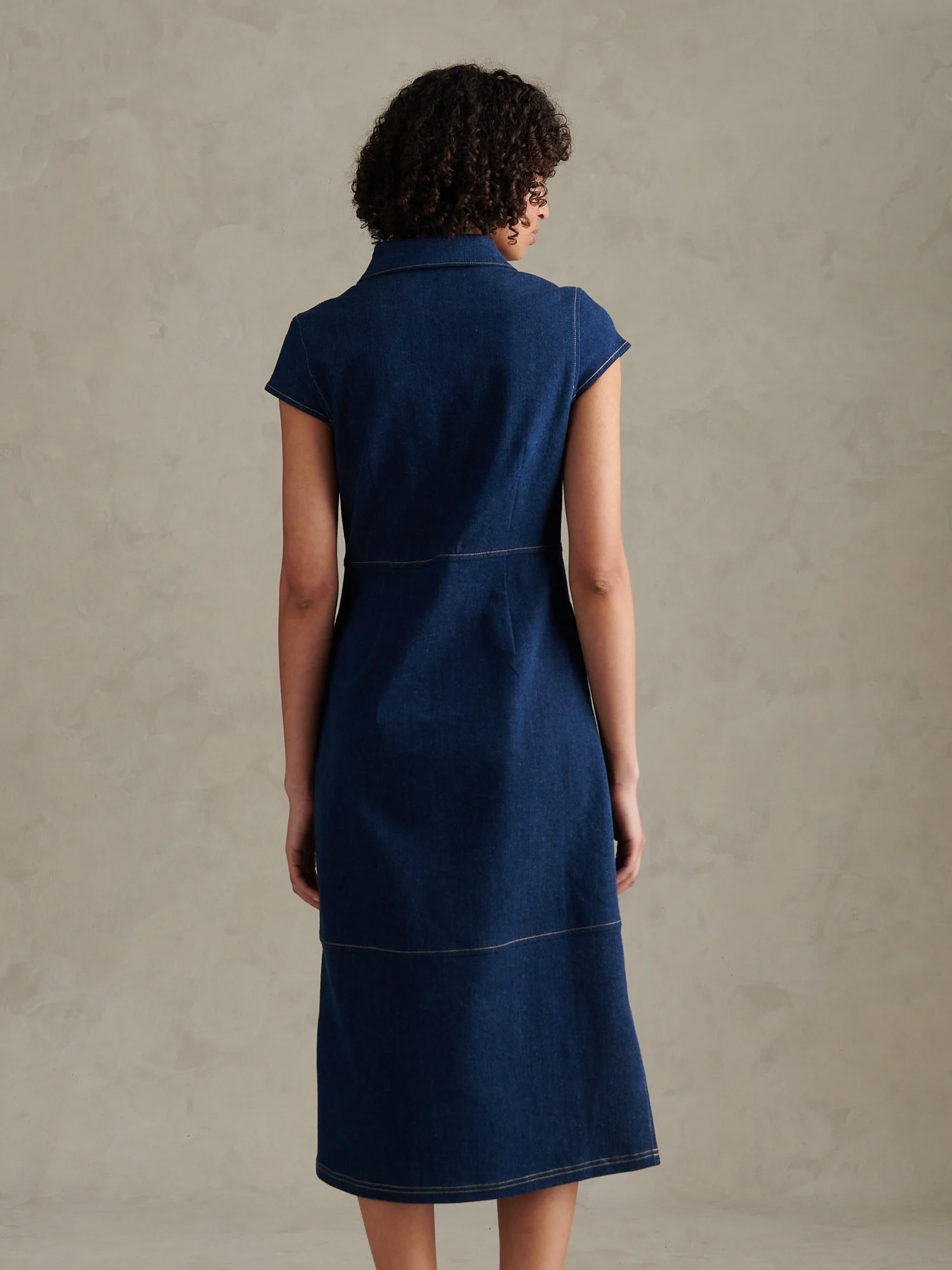 Womens Denim Midi Shirt Dress Mid Wash - Image 4