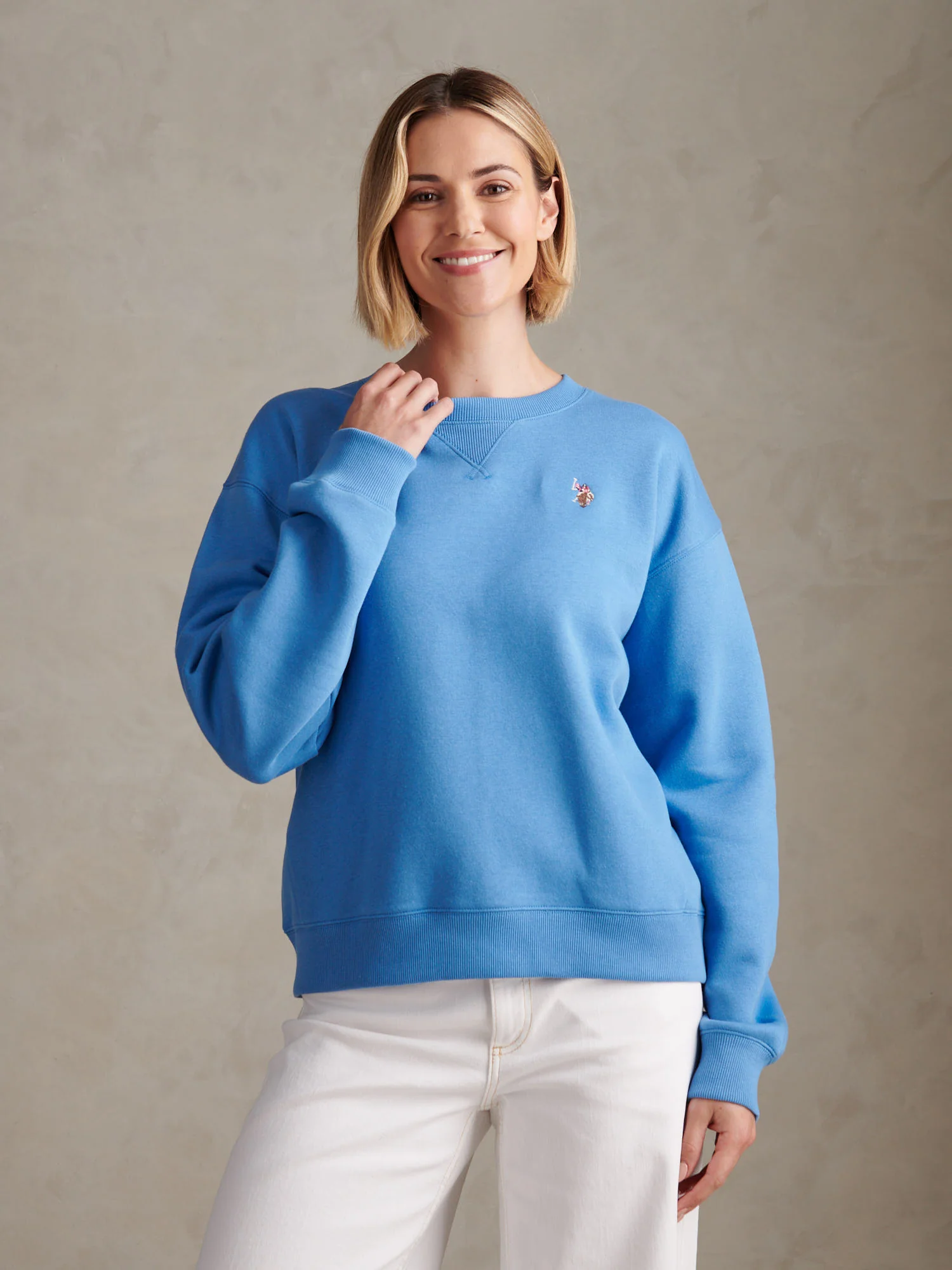 Womens Double Horsemen Crew Sweatshirt Regatta Blue