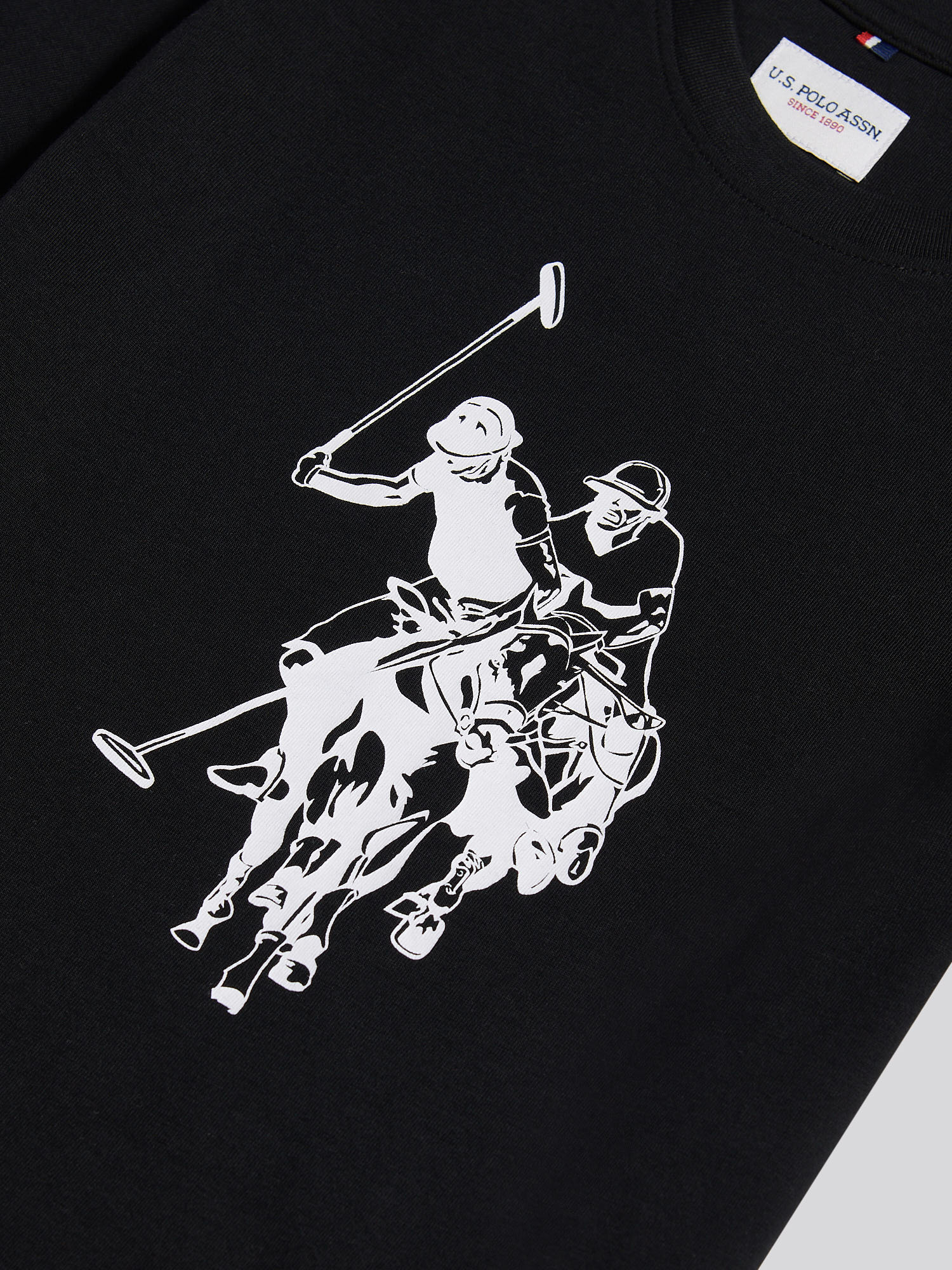 Boys Double Horsemen Graphic T-Shirt in Black - Image 3