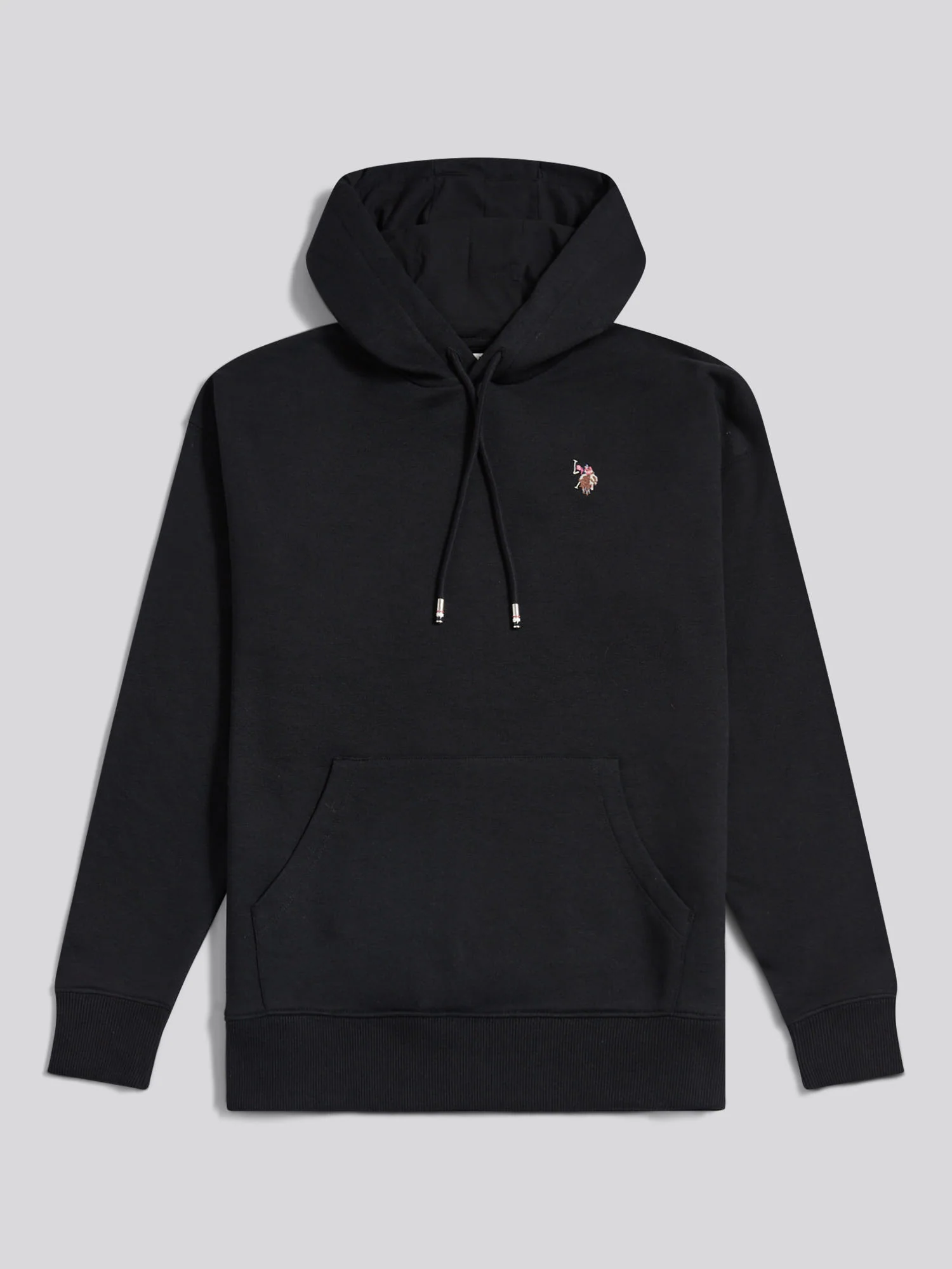 Womens Double Horsemen Logo Hoodie Black - Image 5