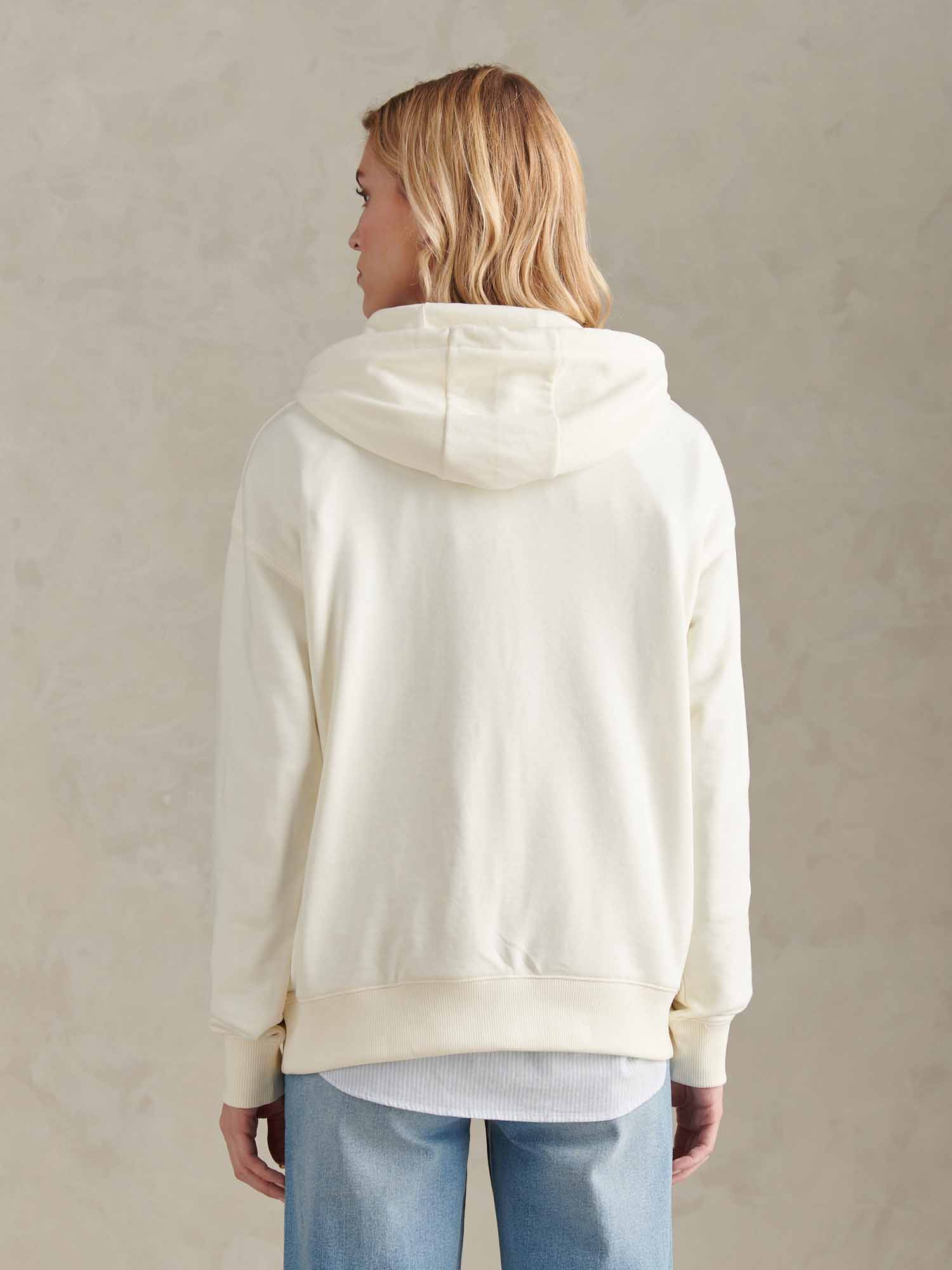 Womens Double Horsemen Logo Hoodie Marshmallow - Image 4