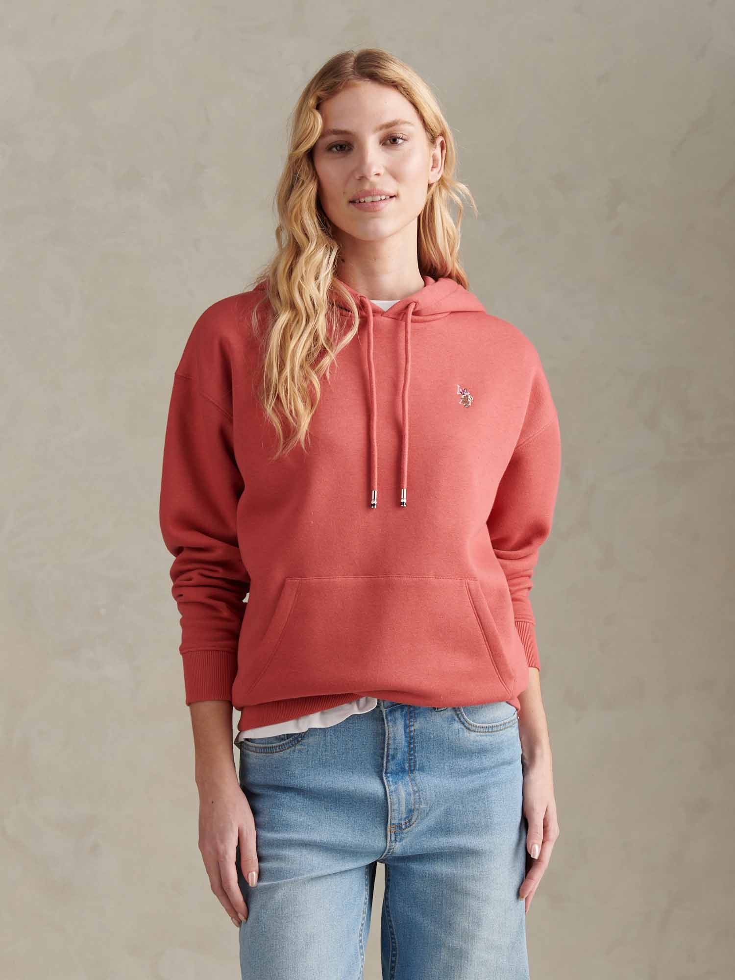 Womens Double Horsemen Hoodie Mineral Red