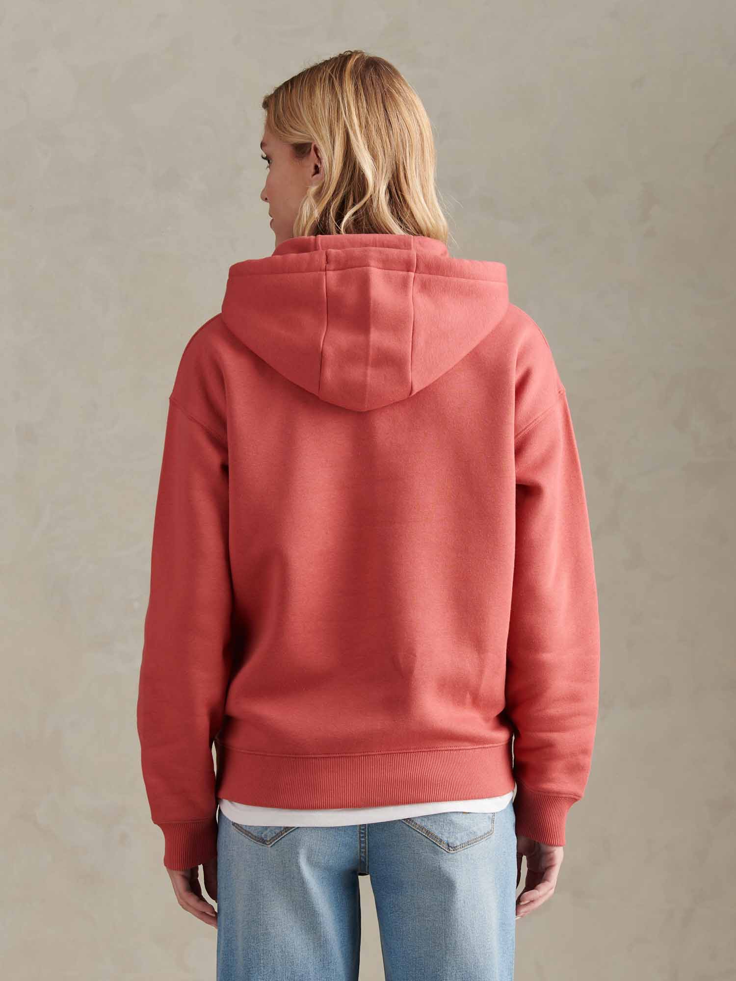 Womens Double Horsemen Hoodie Mineral Red - Image 4