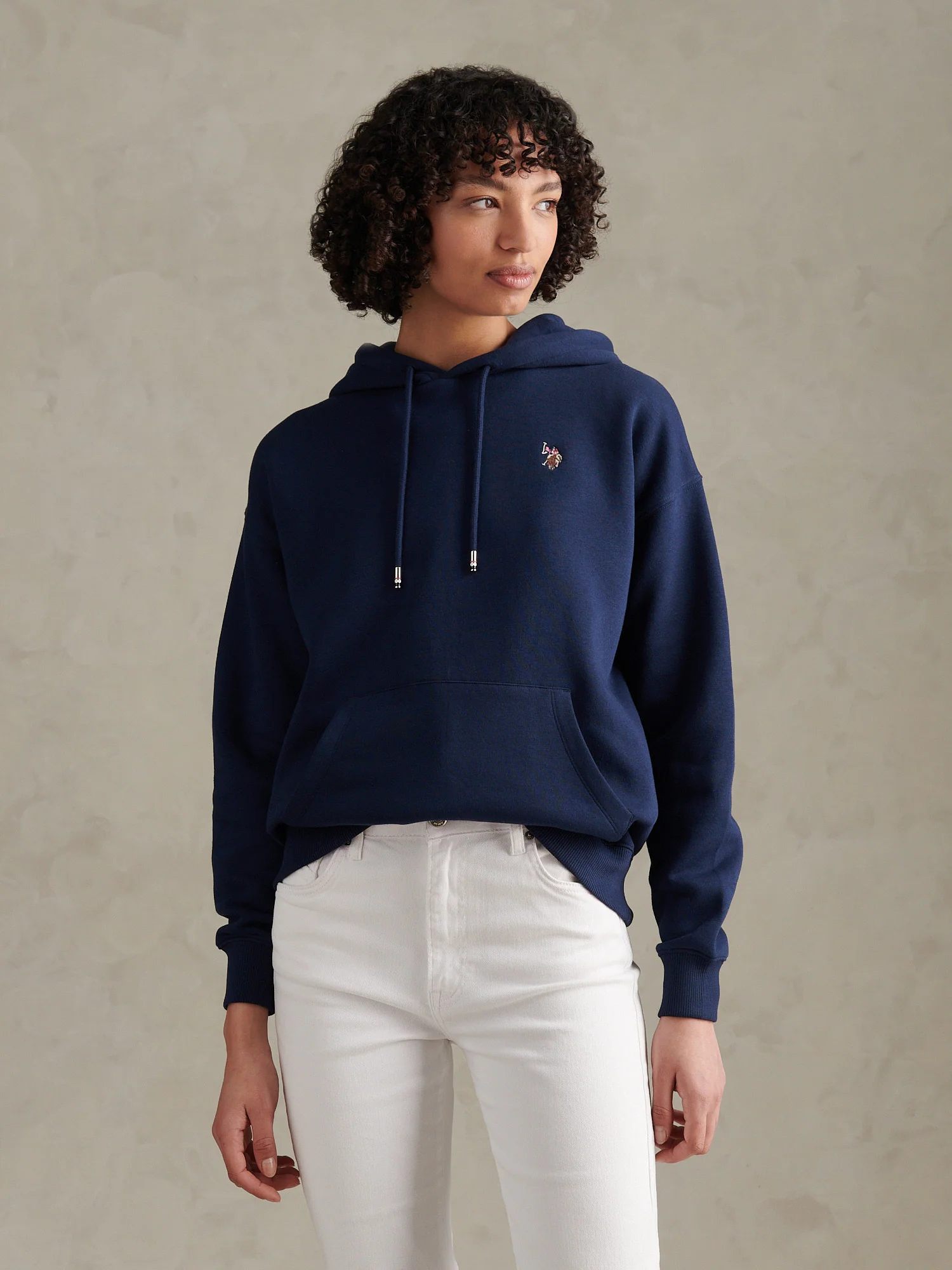 Womens Double Horsemen Hoodie Navy Iris