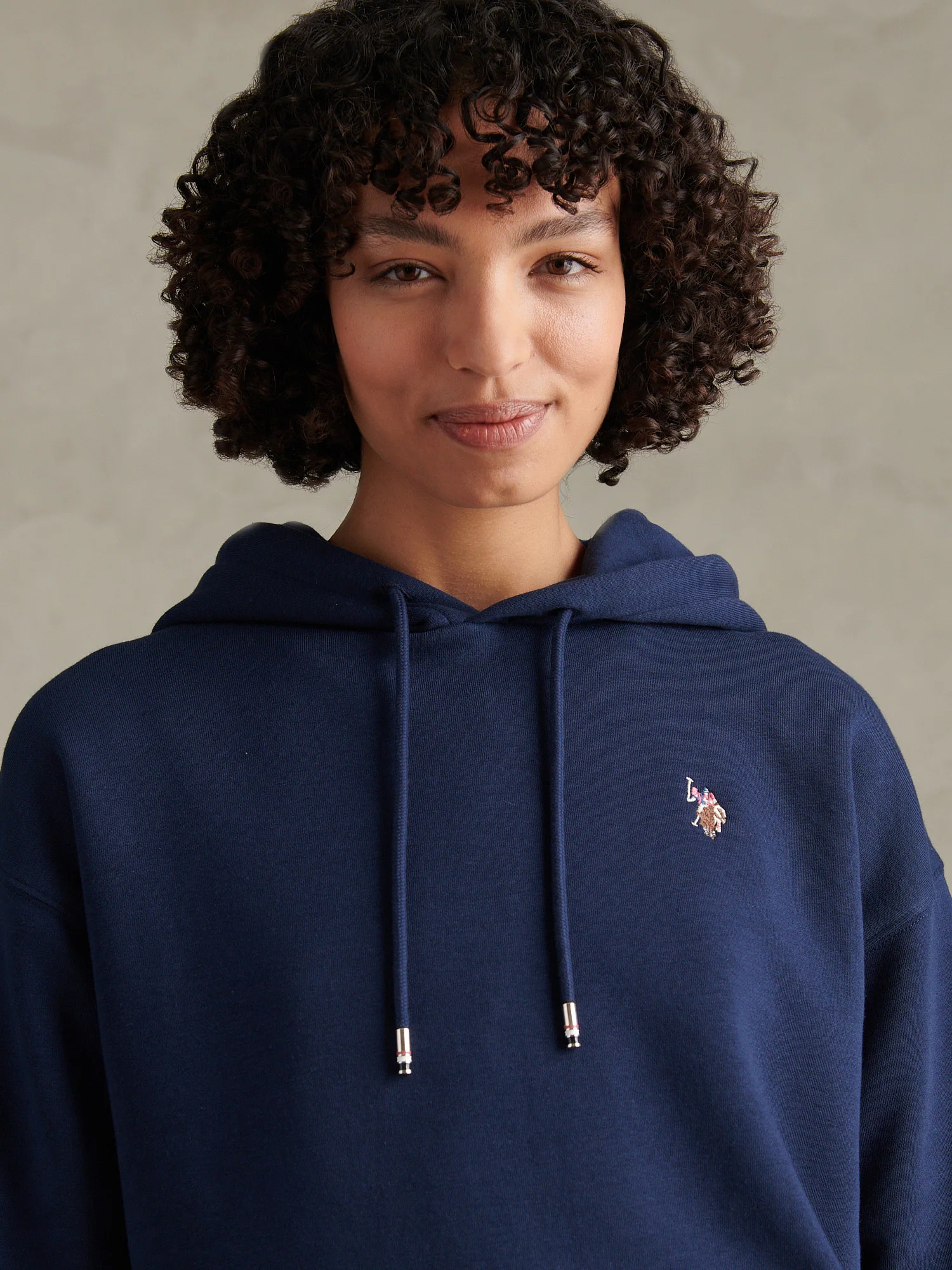 Womens Double Horsemen Hoodie Navy Iris - Image 2