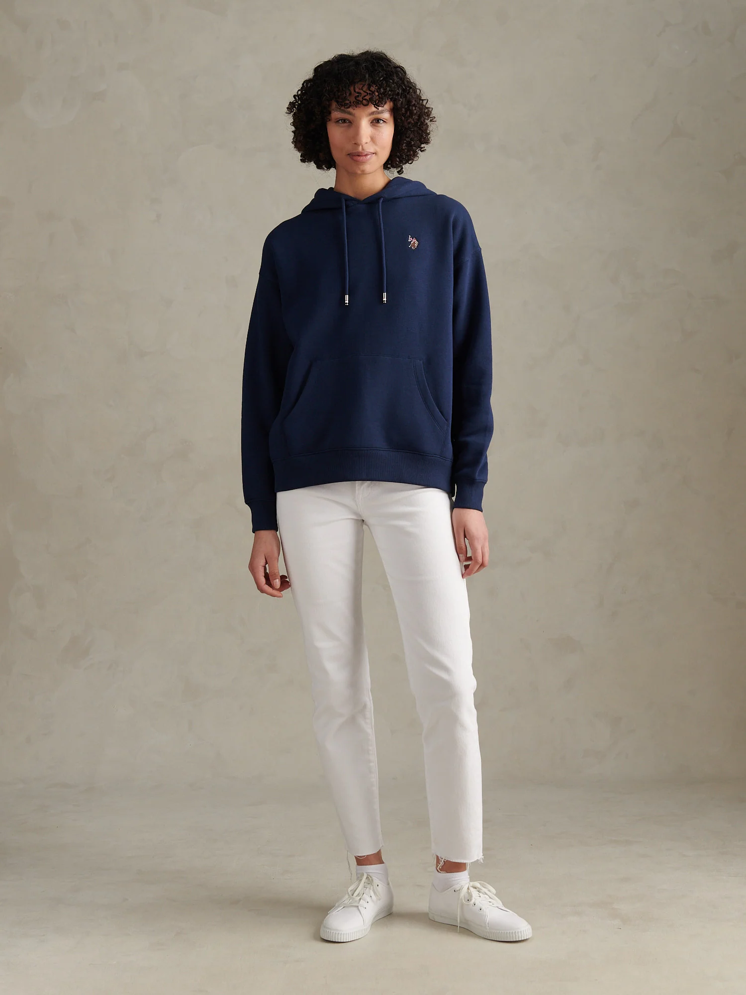 Womens Double Horsemen Hoodie Navy Iris - Image 3