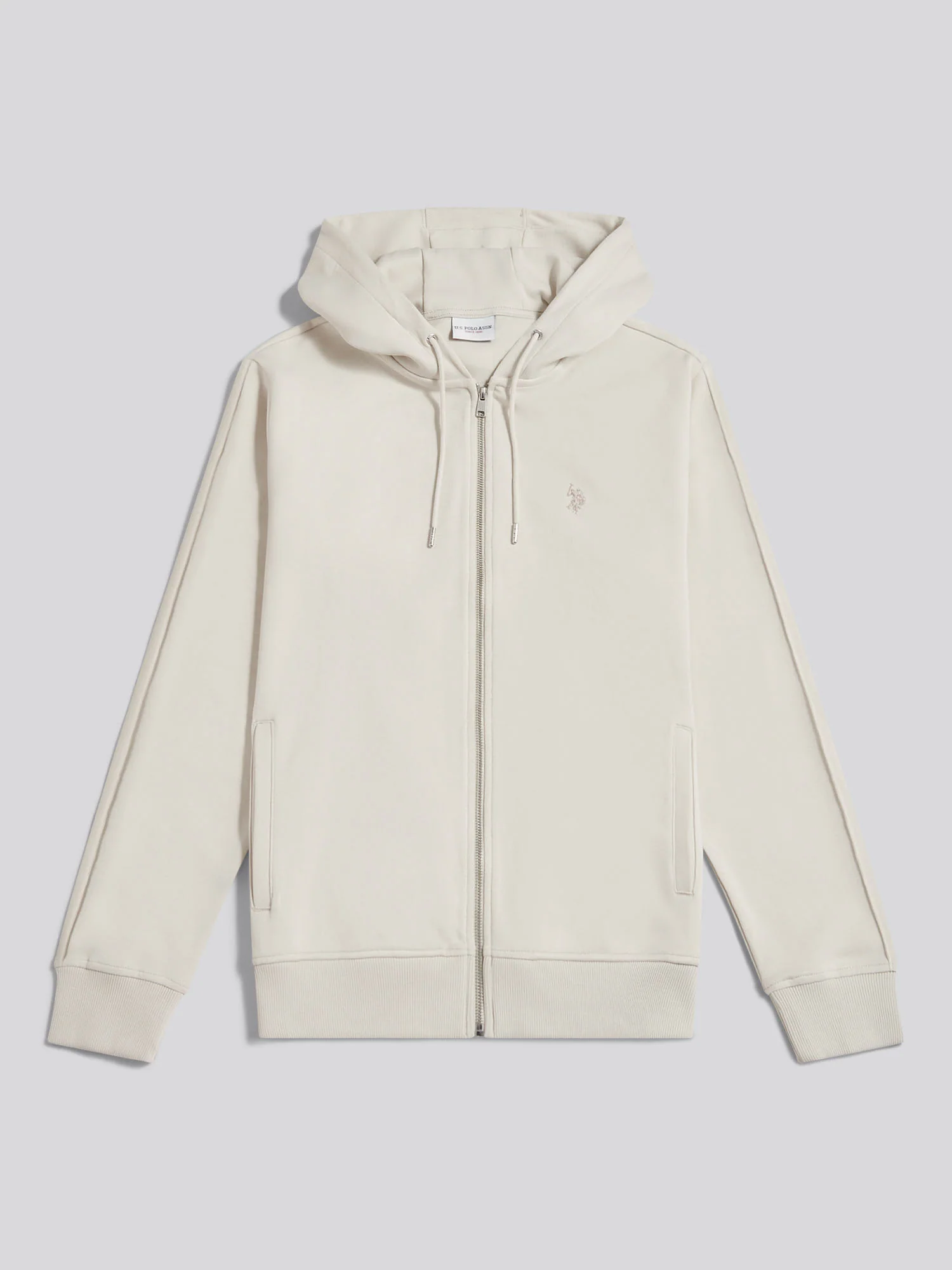 Mens Double Horsemen Interlock Zip Hoodie Beige - Image 6