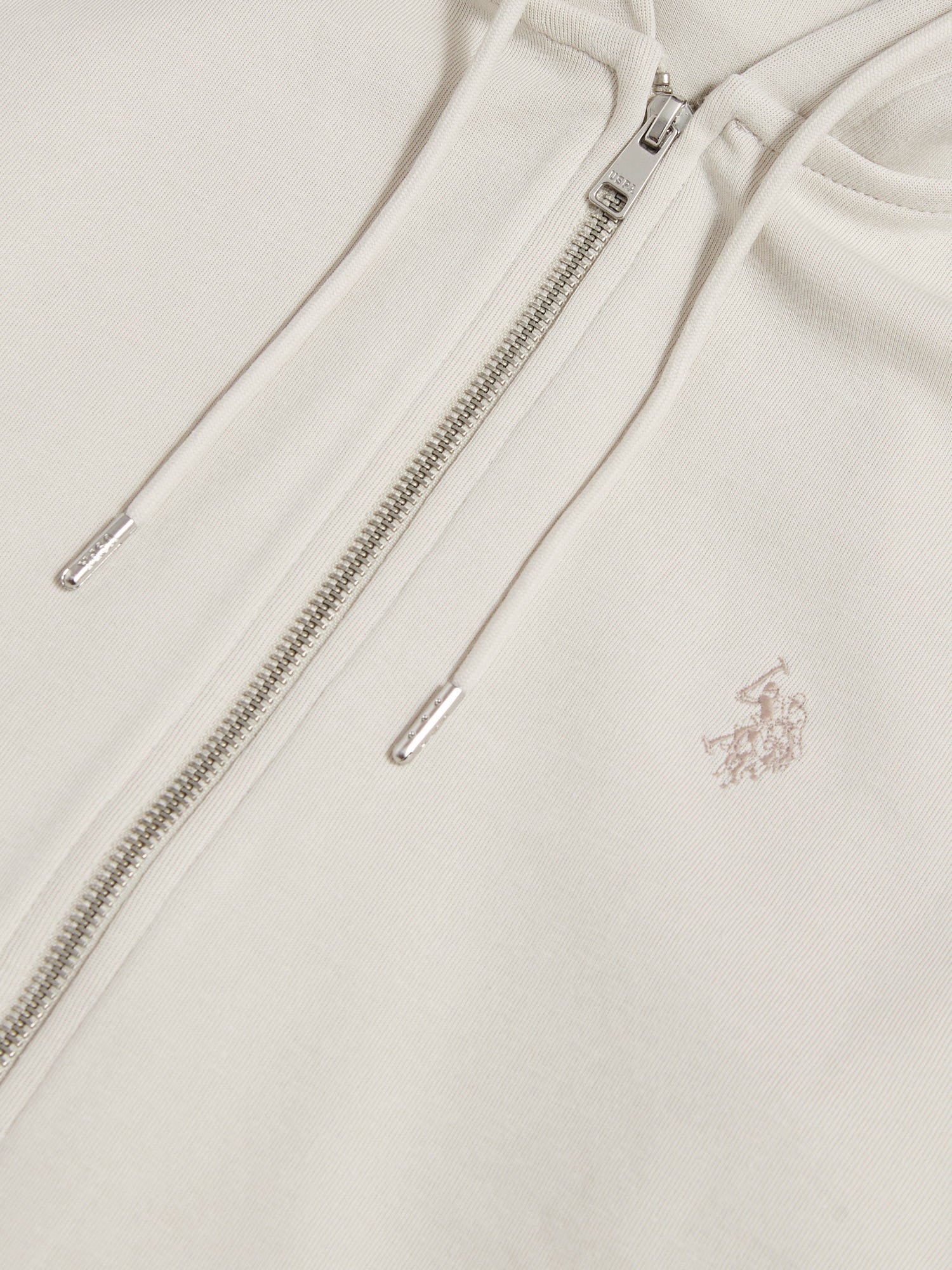 Mens Double Horsemen Interlock Zip Hoodie Beige - Image 8