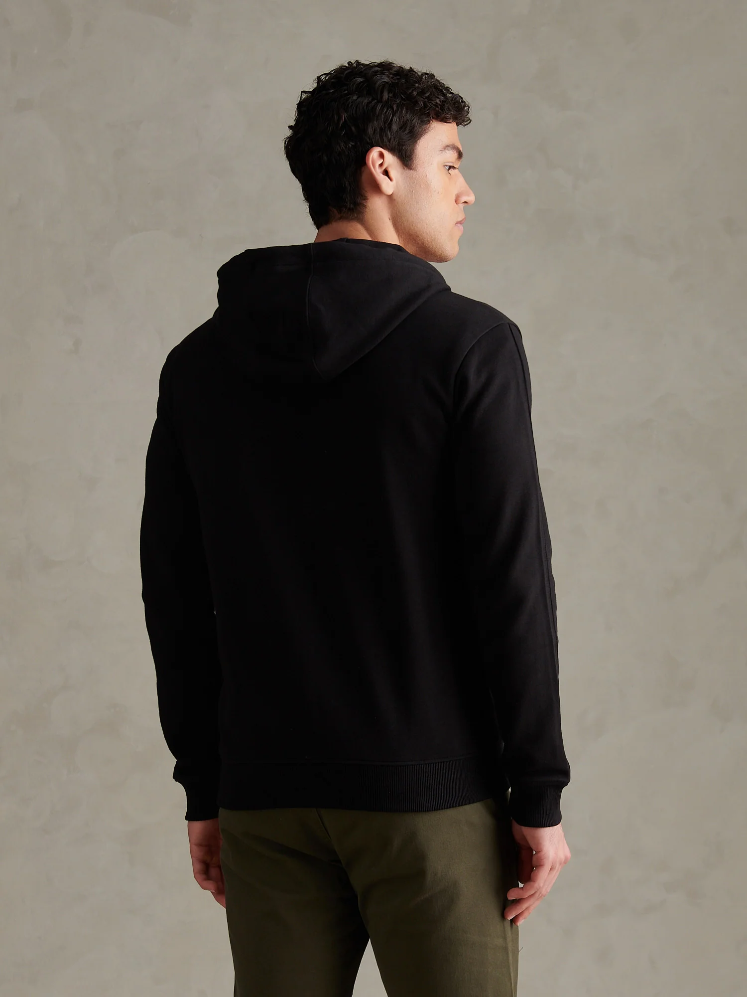 Mens Double Horsemen Interlock Zip Hoodie Black Bright White DHM - Image 4
