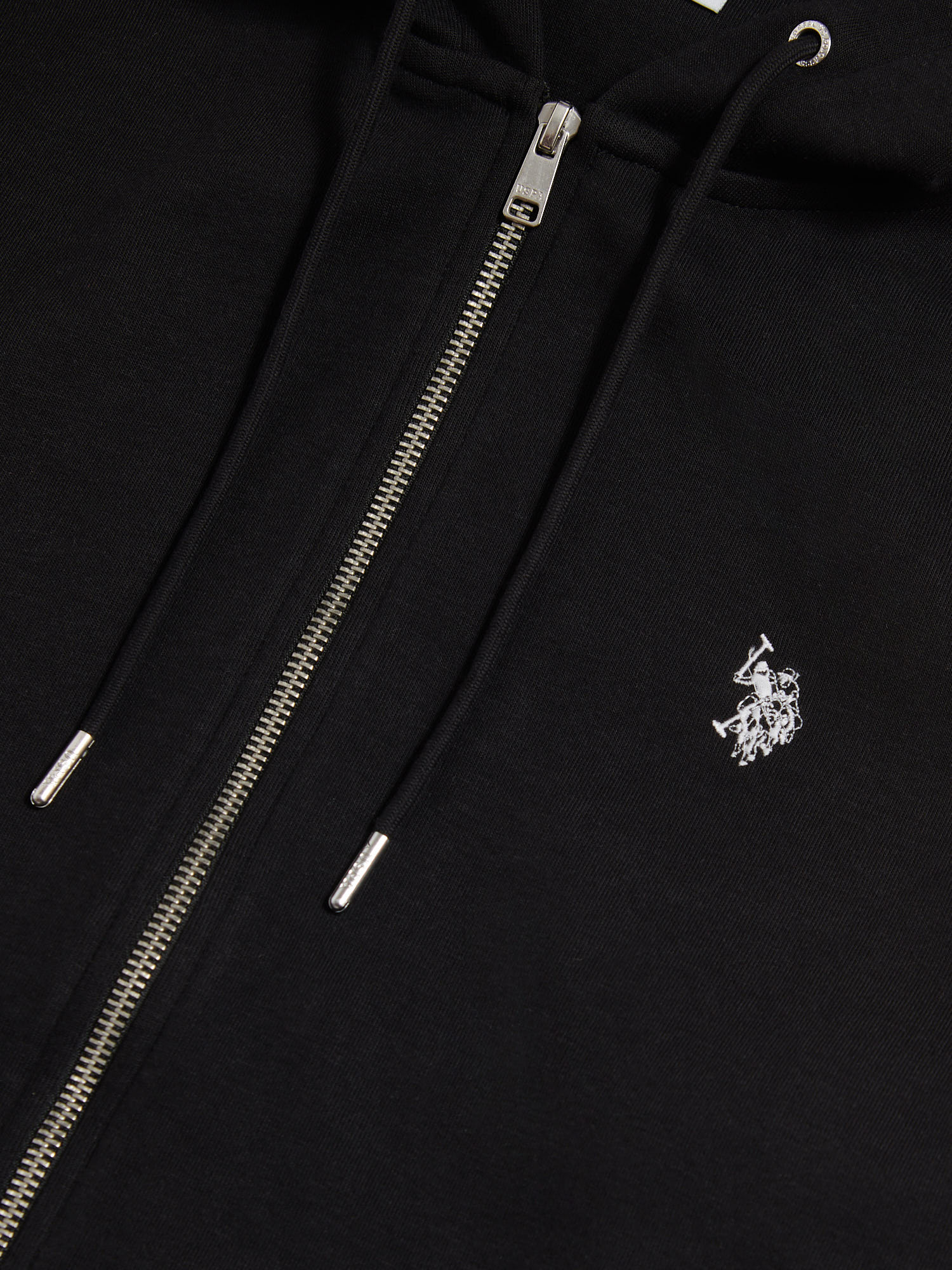 Mens Double Horsemen Interlock Zip Hoodie Black Bright White DHM - Image 8