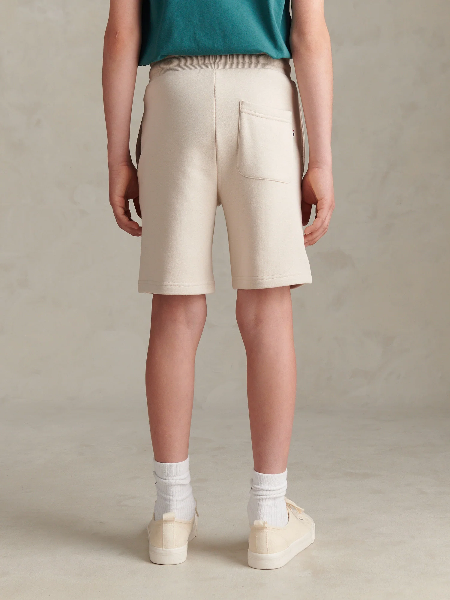Boys Double Horsemen Sweat Shorts Beige - Image 4