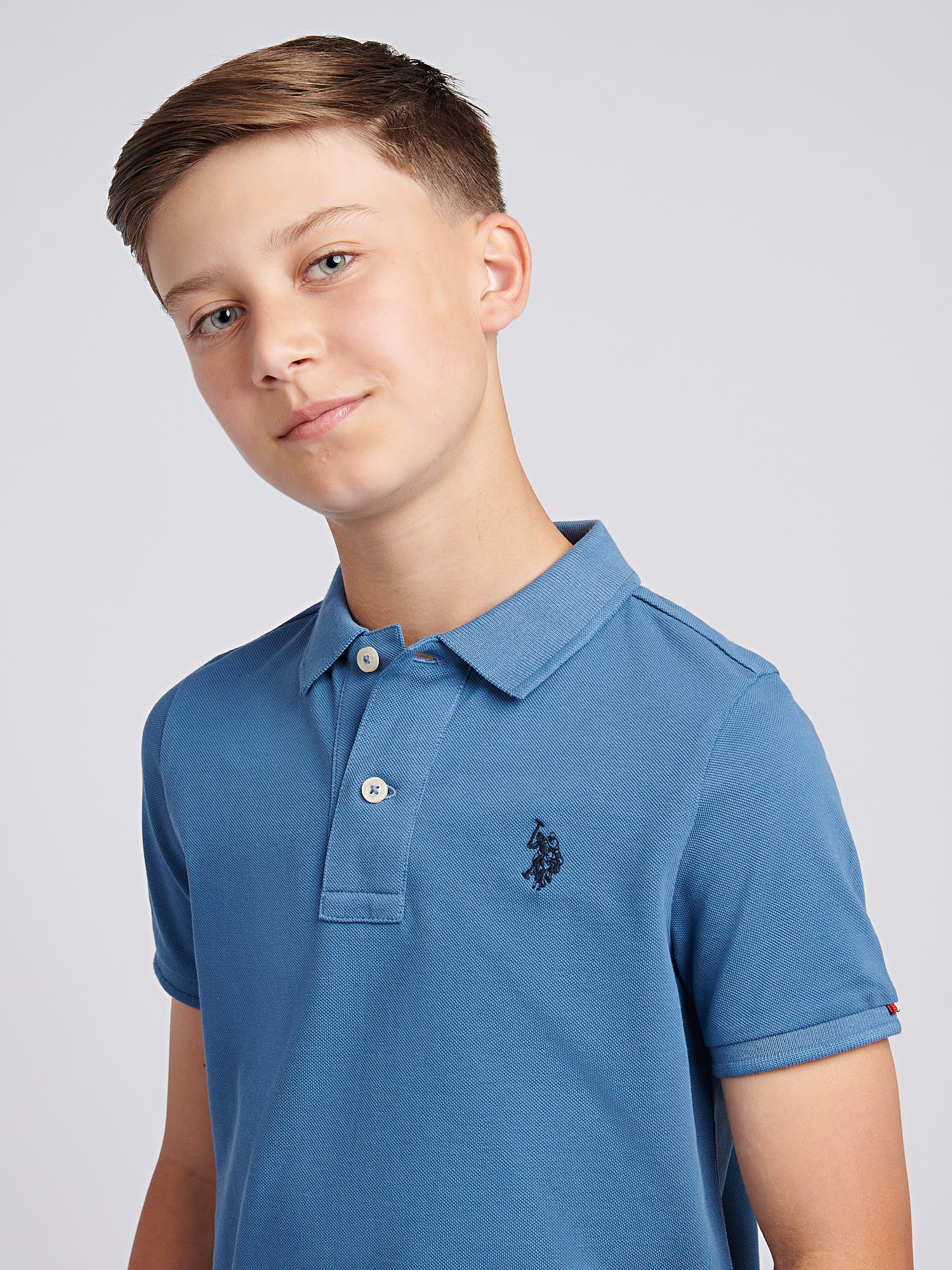 Boys Double Horsemen Polo Shirt Blue Horizon - Image 2