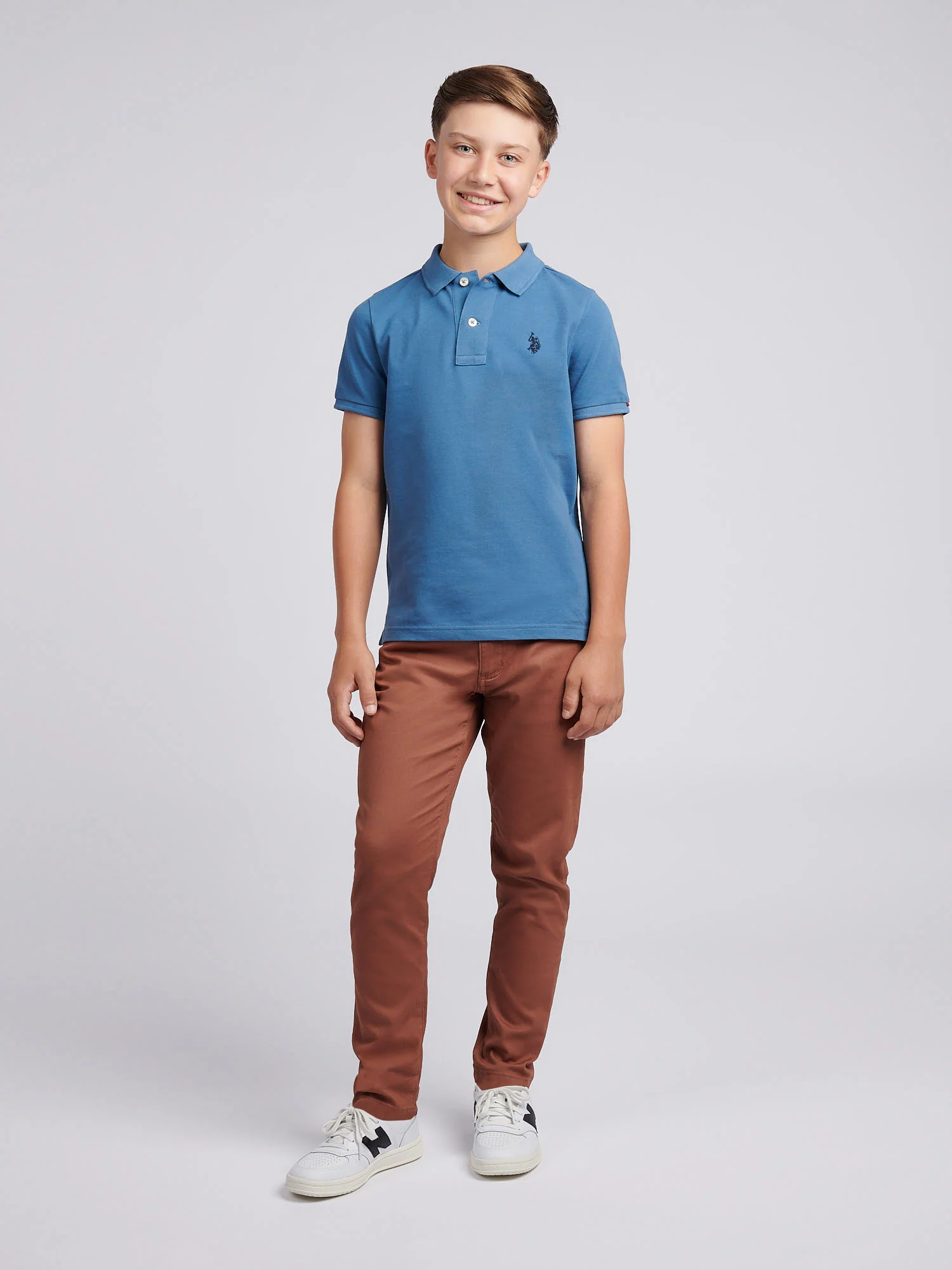 Boys Double Horsemen Polo Shirt Blue Horizon - Image 3