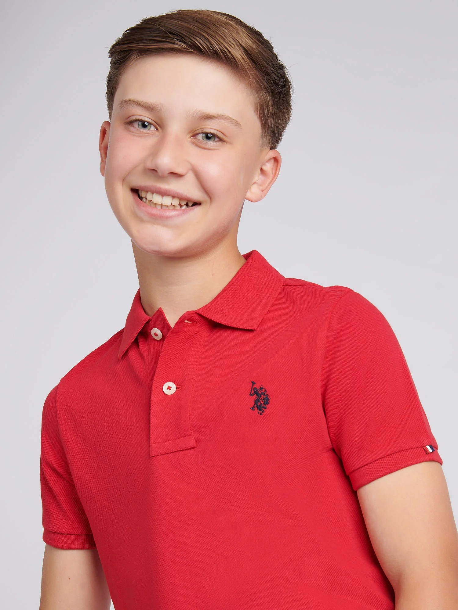 Boys Double Horsemen Polo Shirt Haute Red - Image 2