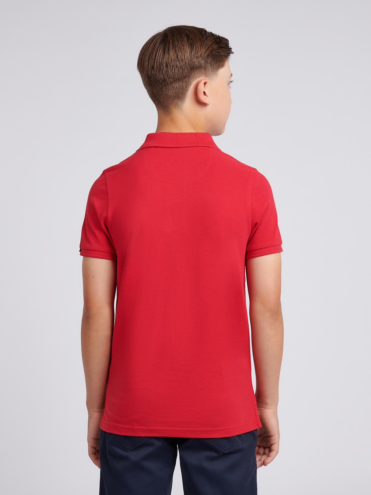 Boys Double Horsemen Polo Shirt Haute Red - Image 4