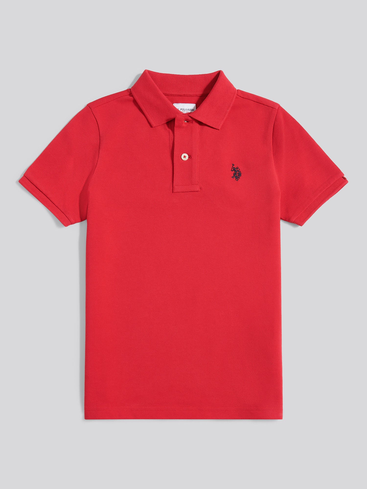 Boys Double Horsemen Polo Shirt Haute Red - Image 5
