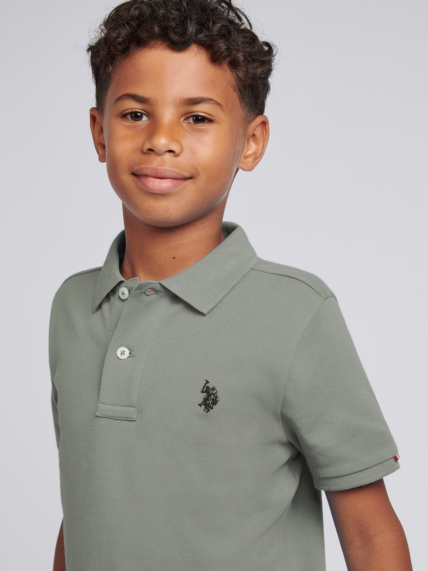 Boys Double Horsemen Polo Shirt Mulled Basil - Image 2