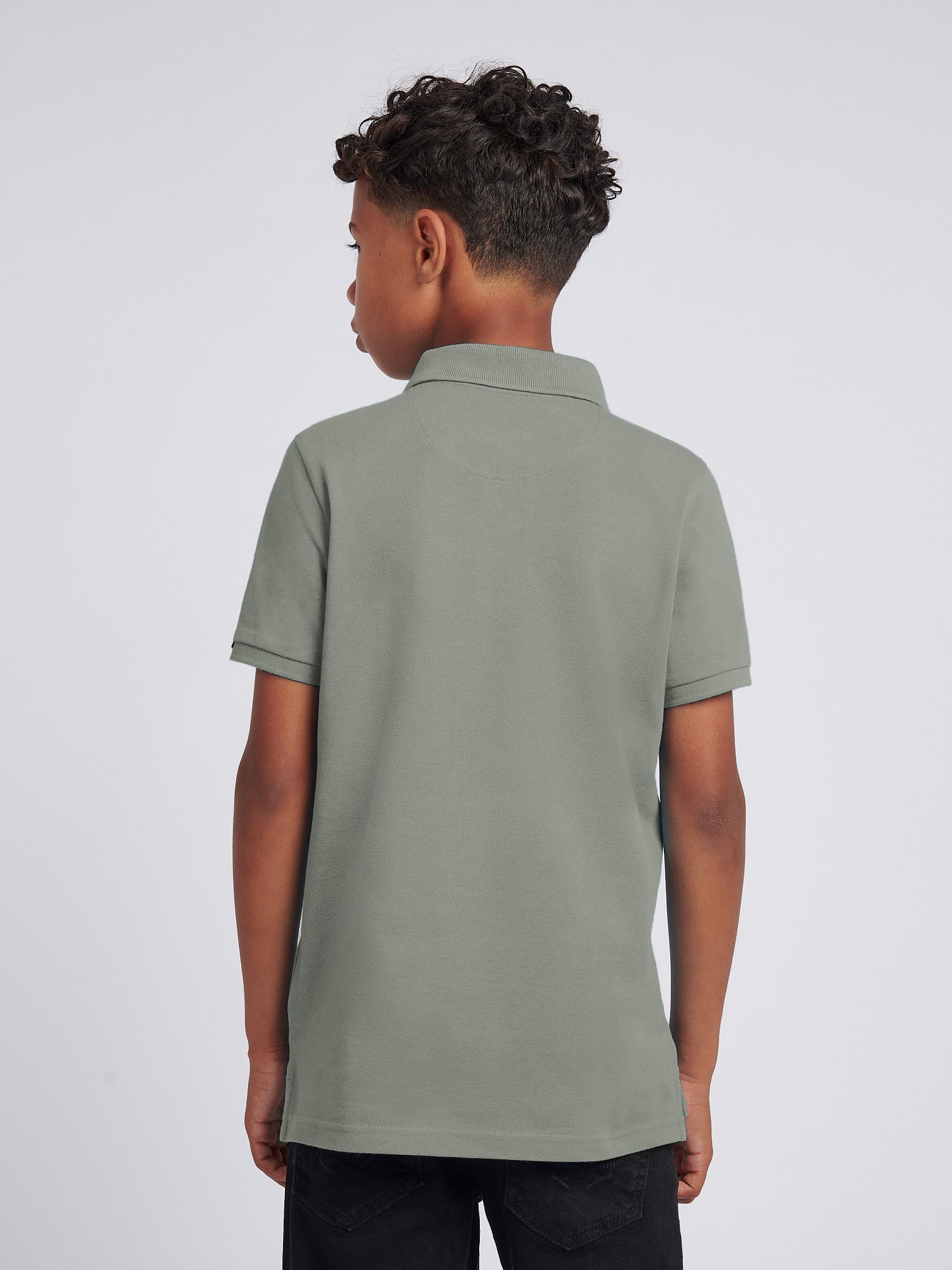 Boys Double Horsemen Polo Shirt Mulled Basil - Image 4