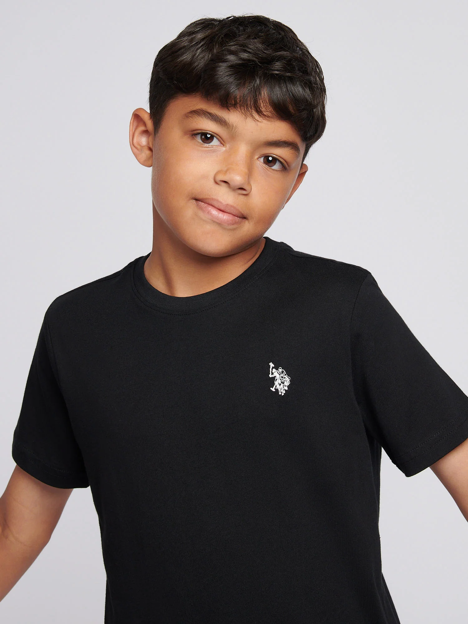 Boys Texture Double Horsemen T-Shirt Black Bright White DHM - Image 2