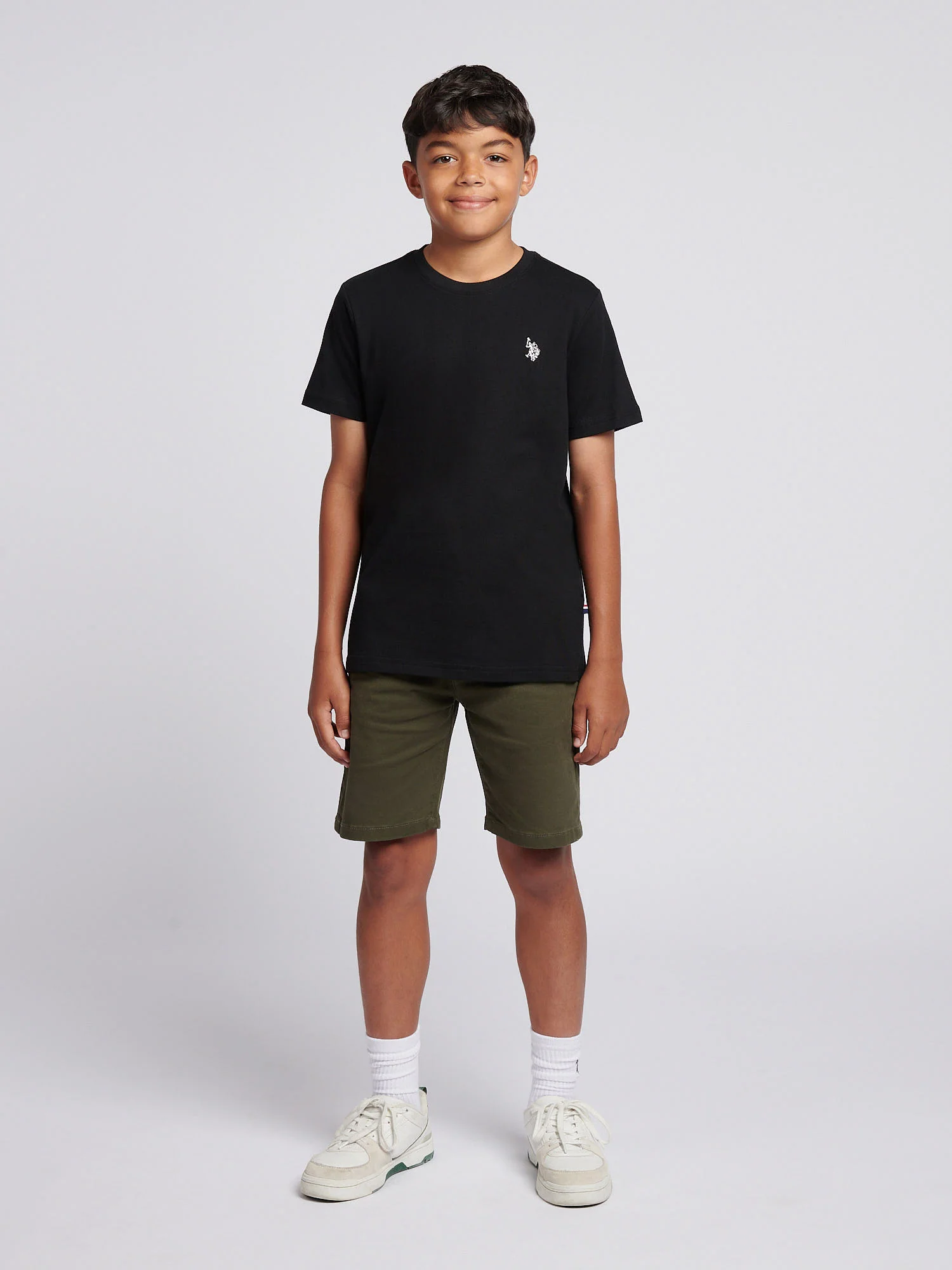Boys Texture Double Horsemen T-Shirt Black Bright White DHM - Image 3