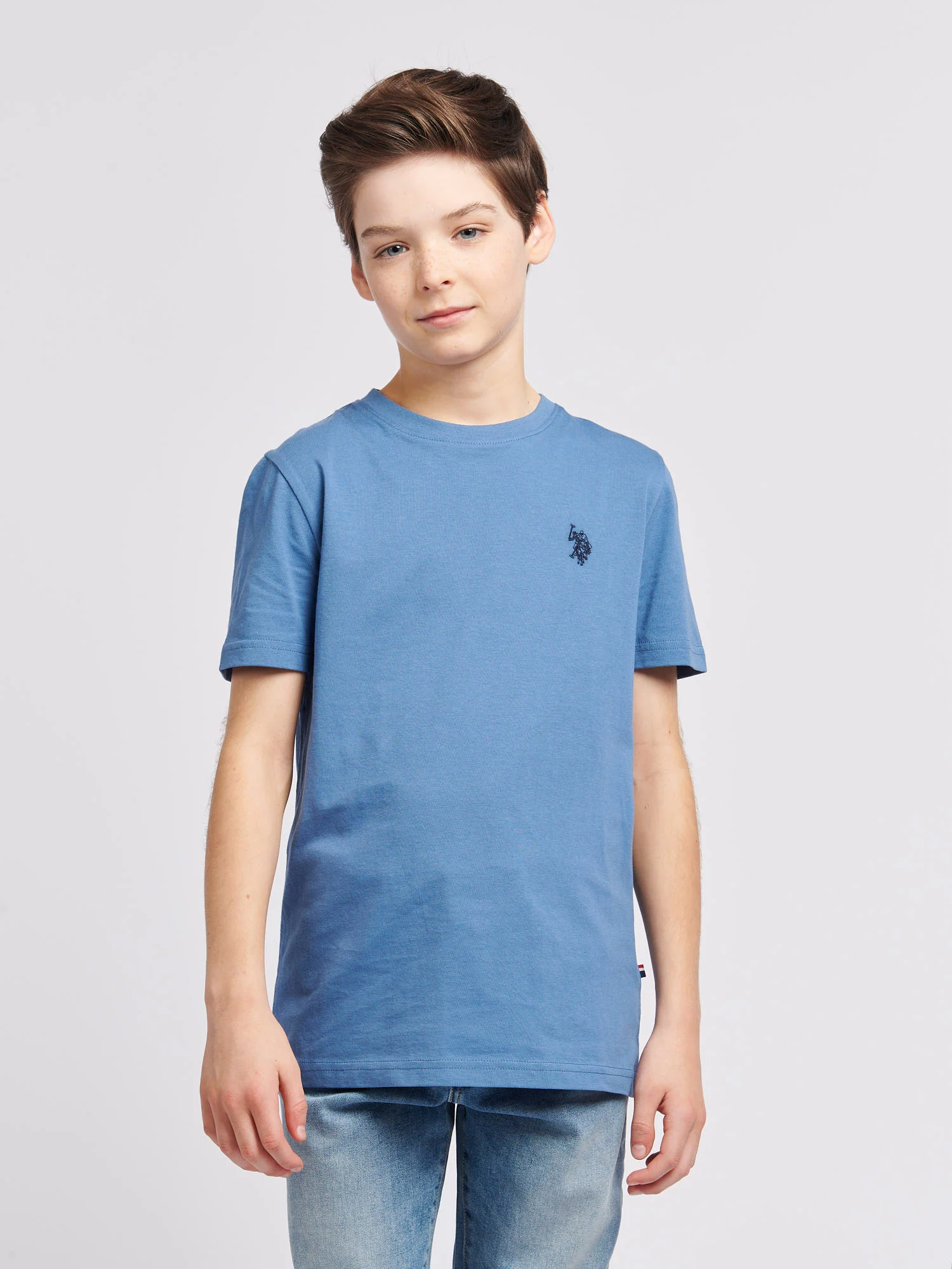 Boys Texture Double Horsemen T-Shirt Blue Horizon