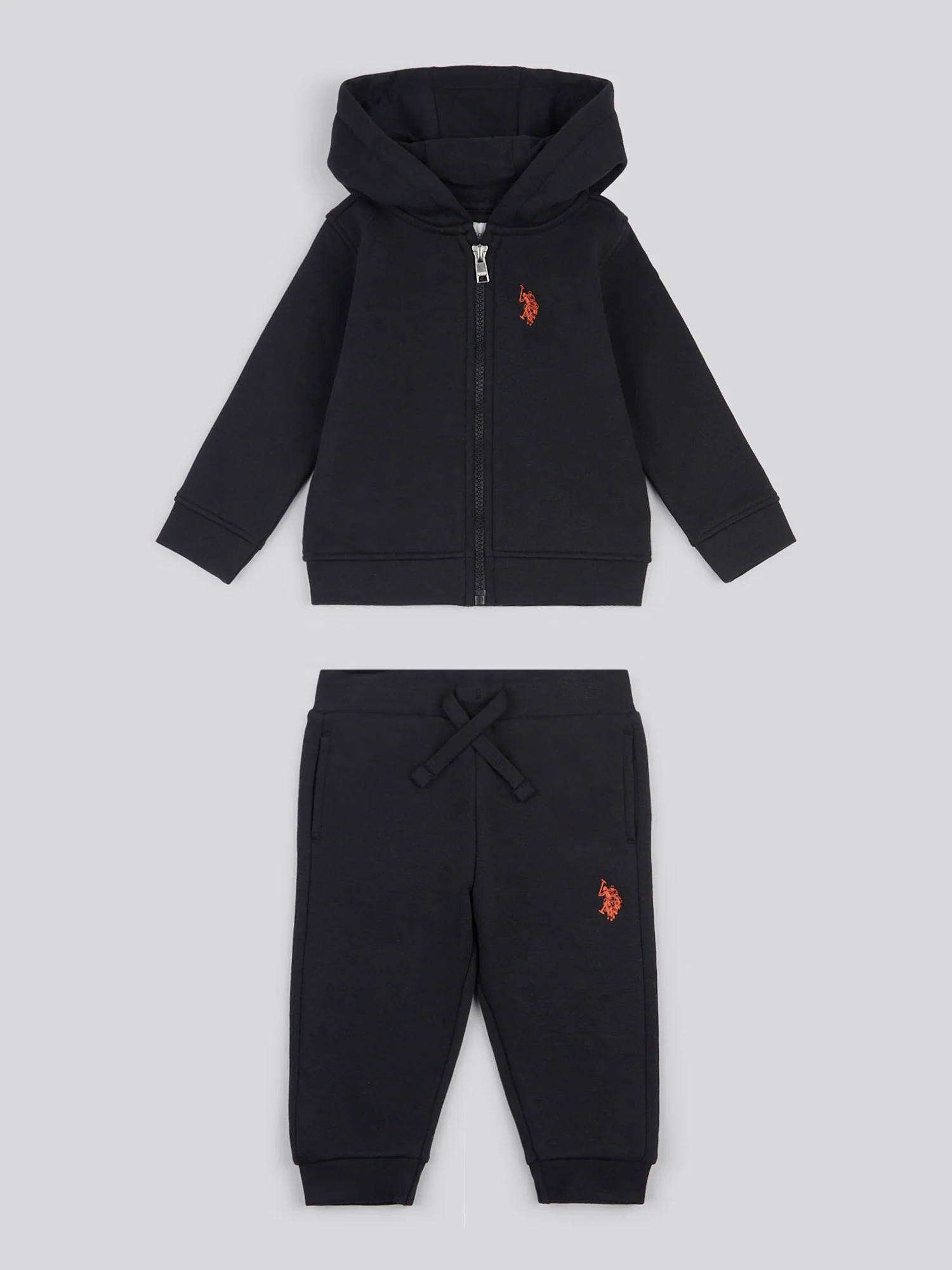 Boys Double Horsemen Zip Hoodie & Jogger Set in Black - Image 11