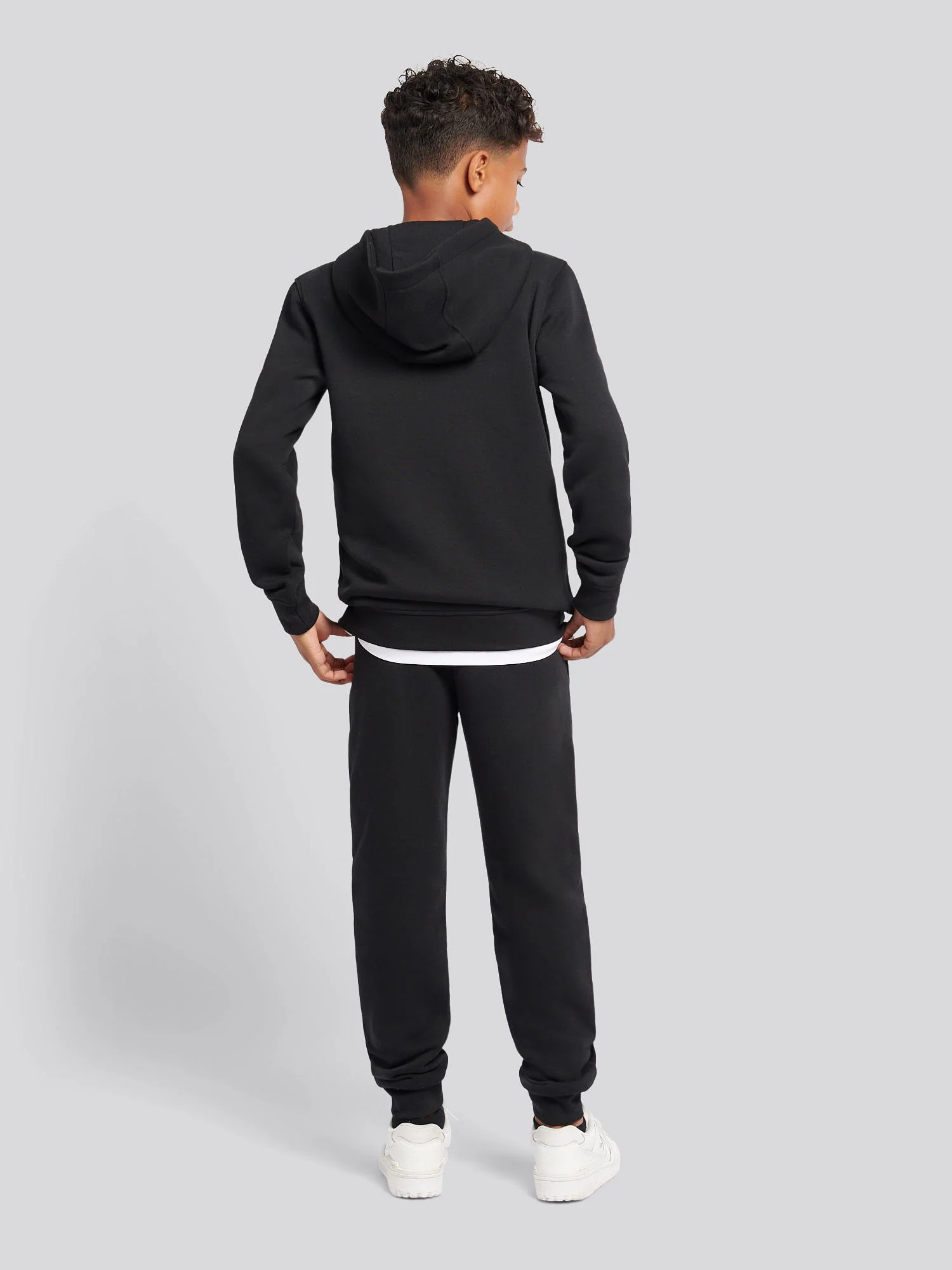 Boys Double Horsemen Zip Hoodie & Jogger Set in Black - Image 2