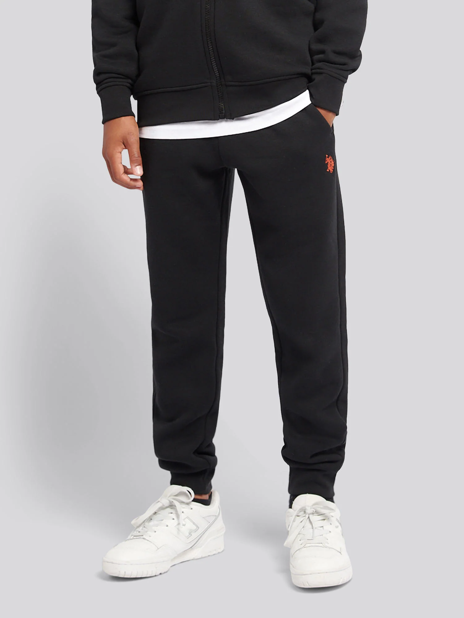 Boys Double Horsemen Zip Hoodie & Jogger Set in Black - Image 4