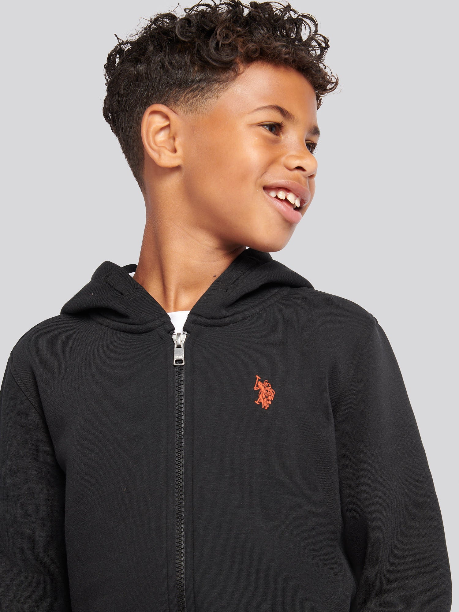 Boys Double Horsemen Zip Hoodie & Jogger Set in Black - Image 5