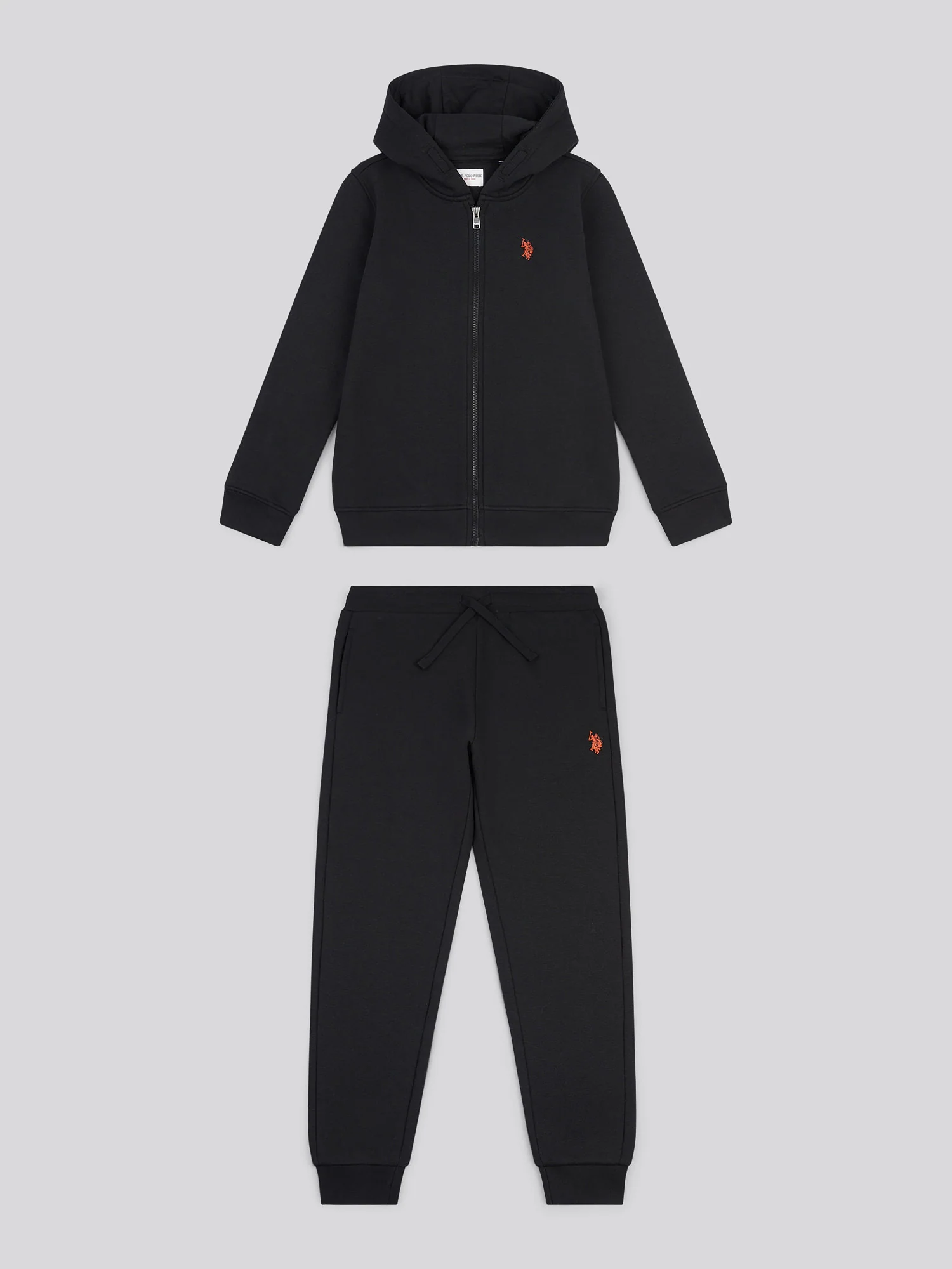 Boys Double Horsemen Zip Hoodie & Jogger Set in Black - Image 7