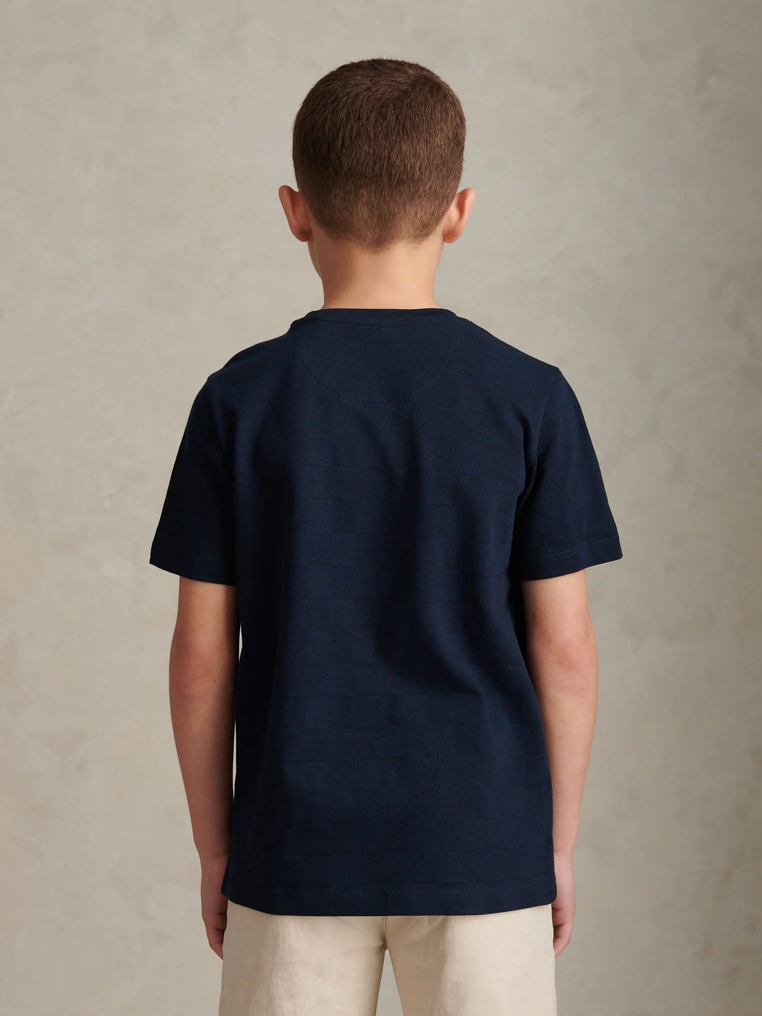 Boys Square Textured T-Shirt Dark Sapphire Navy - Image 4