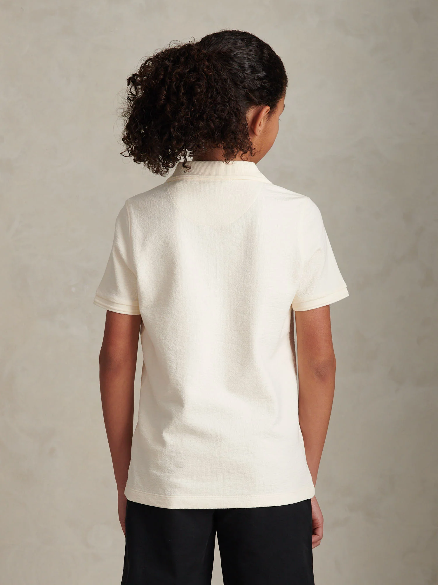 Boys Towelling Open Collar Polo Shirt Whisper White - Image 4