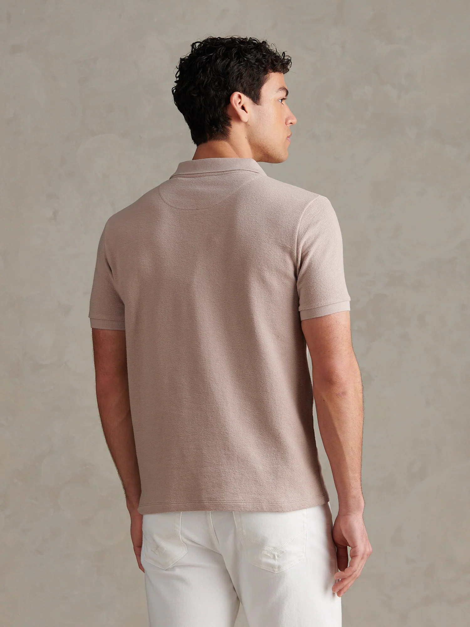 Mens Terry Open Collar Polo Shirt Atmosphere - Image 4