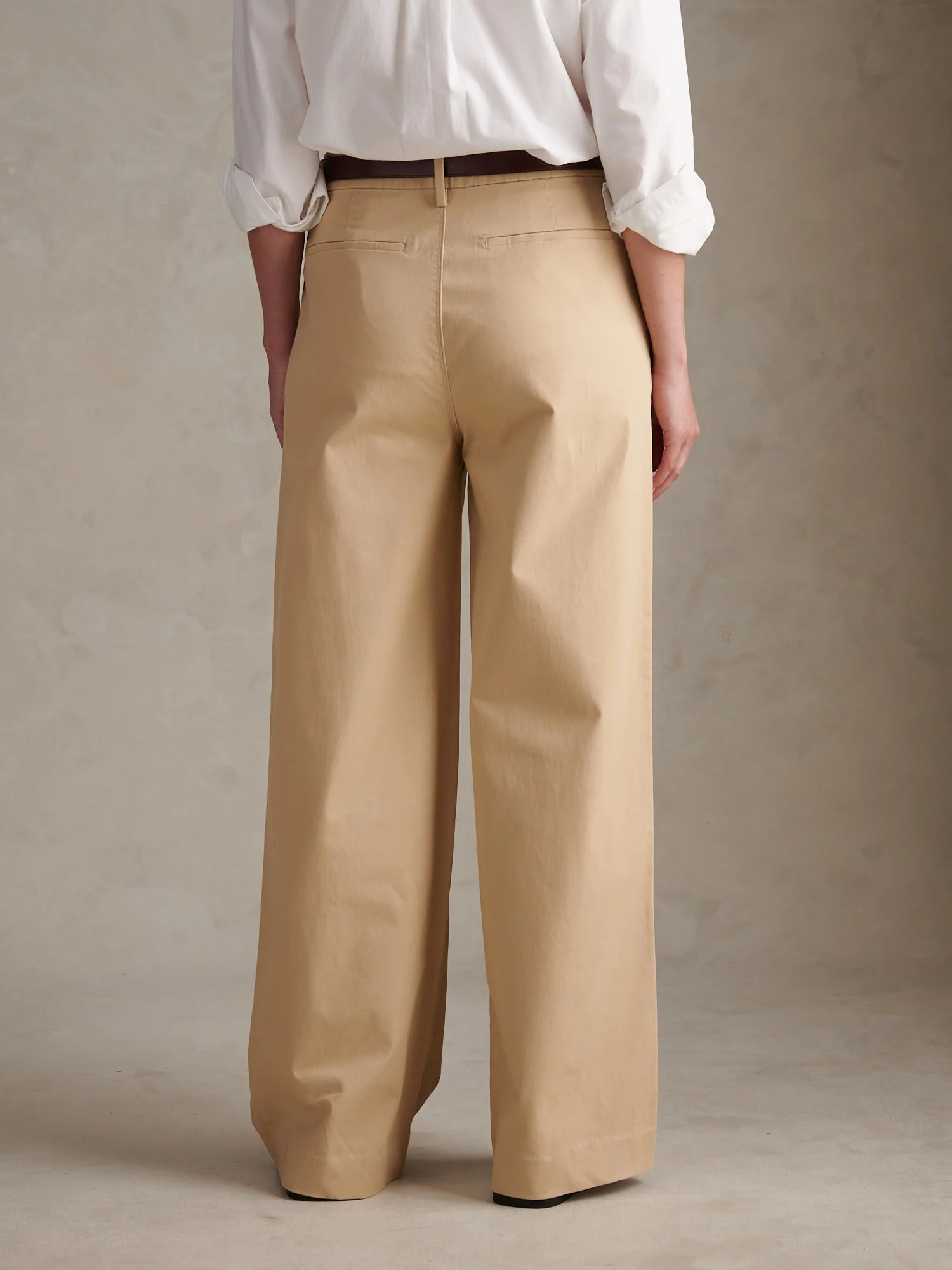Womens Full Length Wide Leg Trousers Irish Cream - Image 4