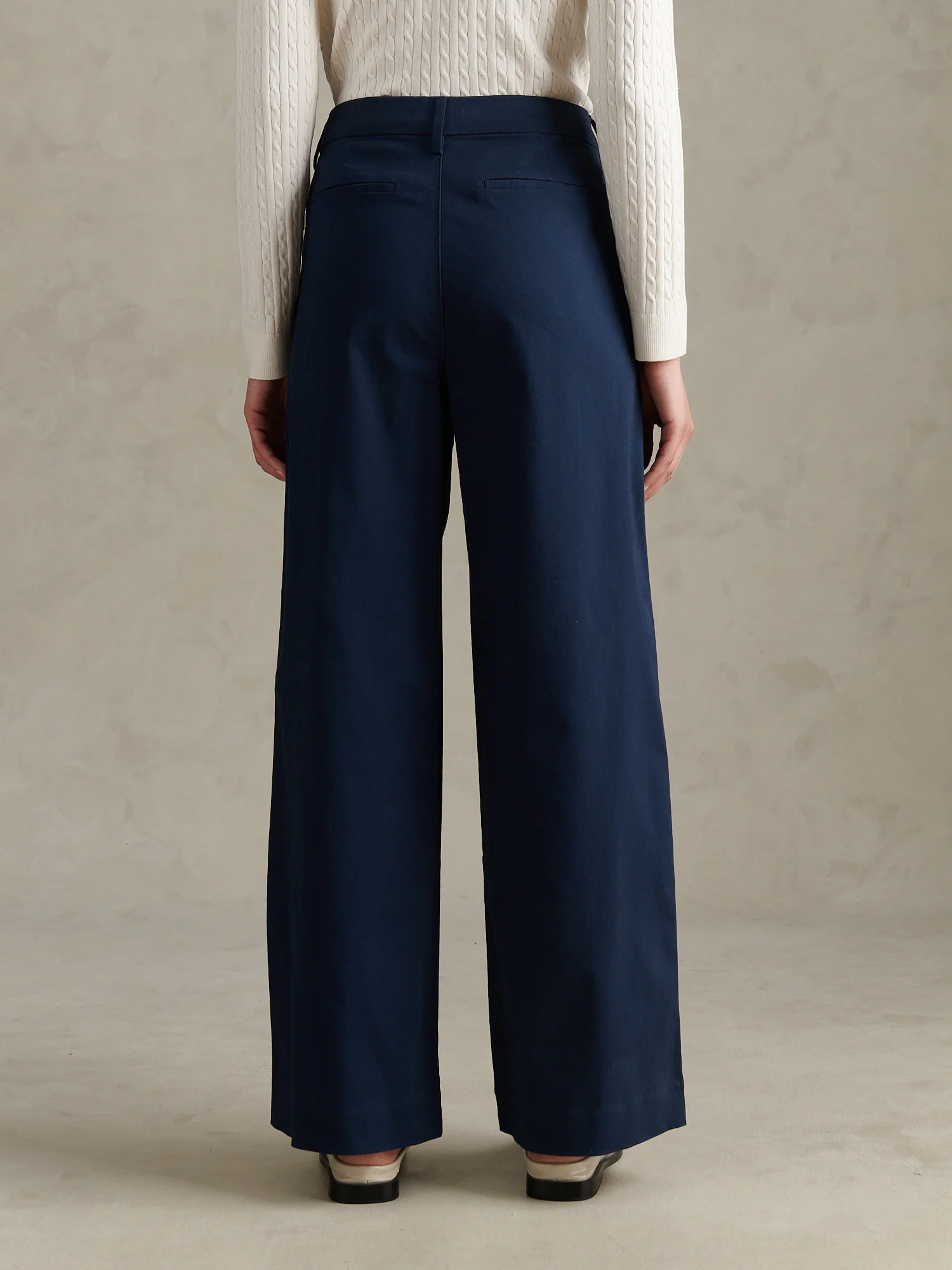 Womens Full Length Wide Leg Trousers Navy Iris - Image 4