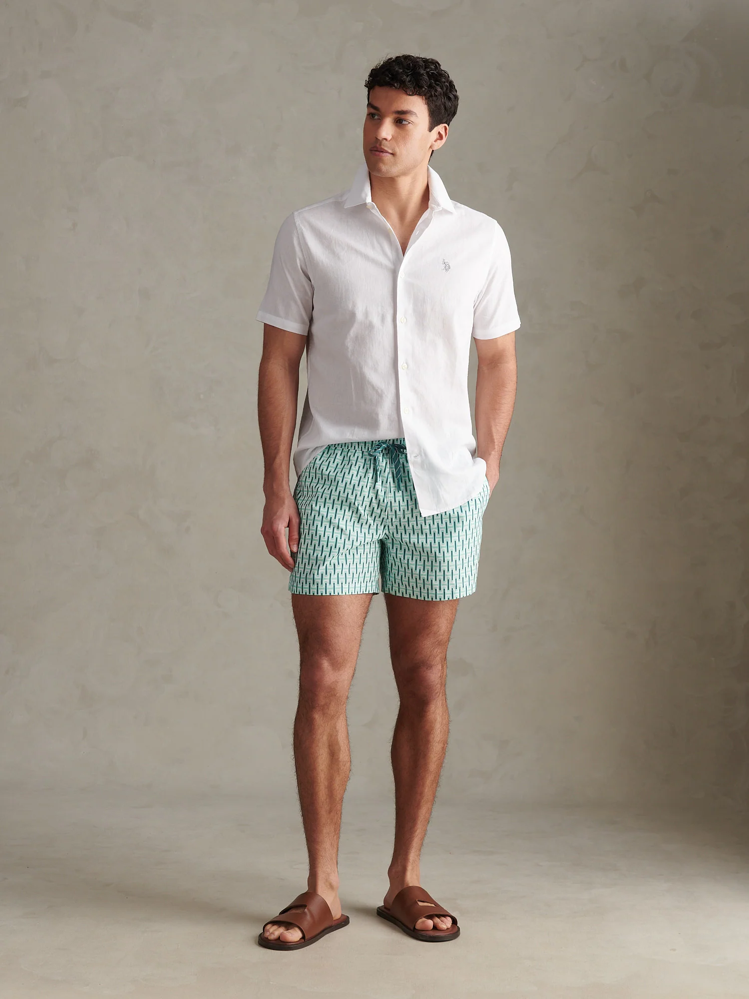 Mens Geo Print Swim Short Ice Green - Image 3
