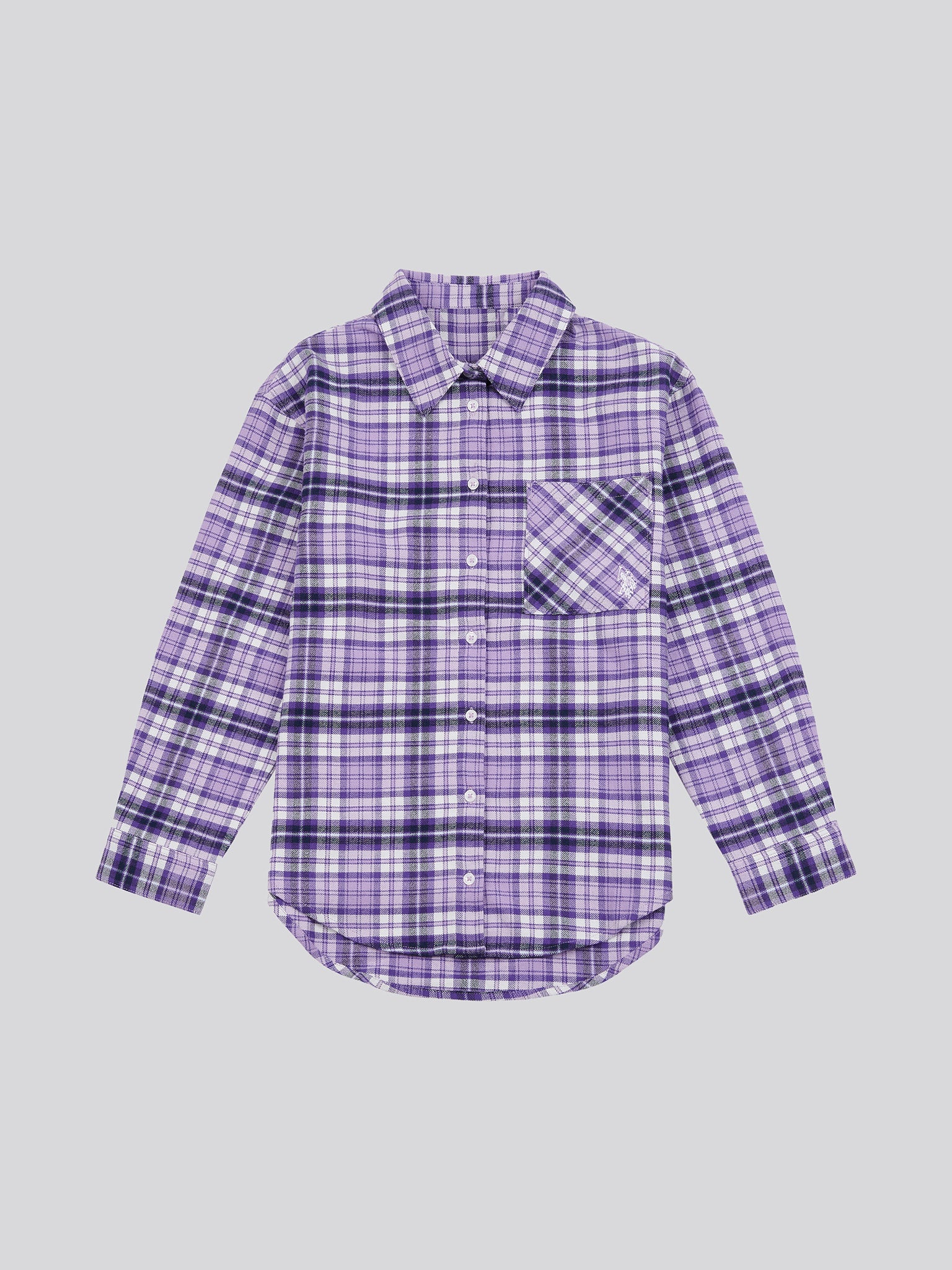 Girls Brushed Check Shirt in Viola - Image 5