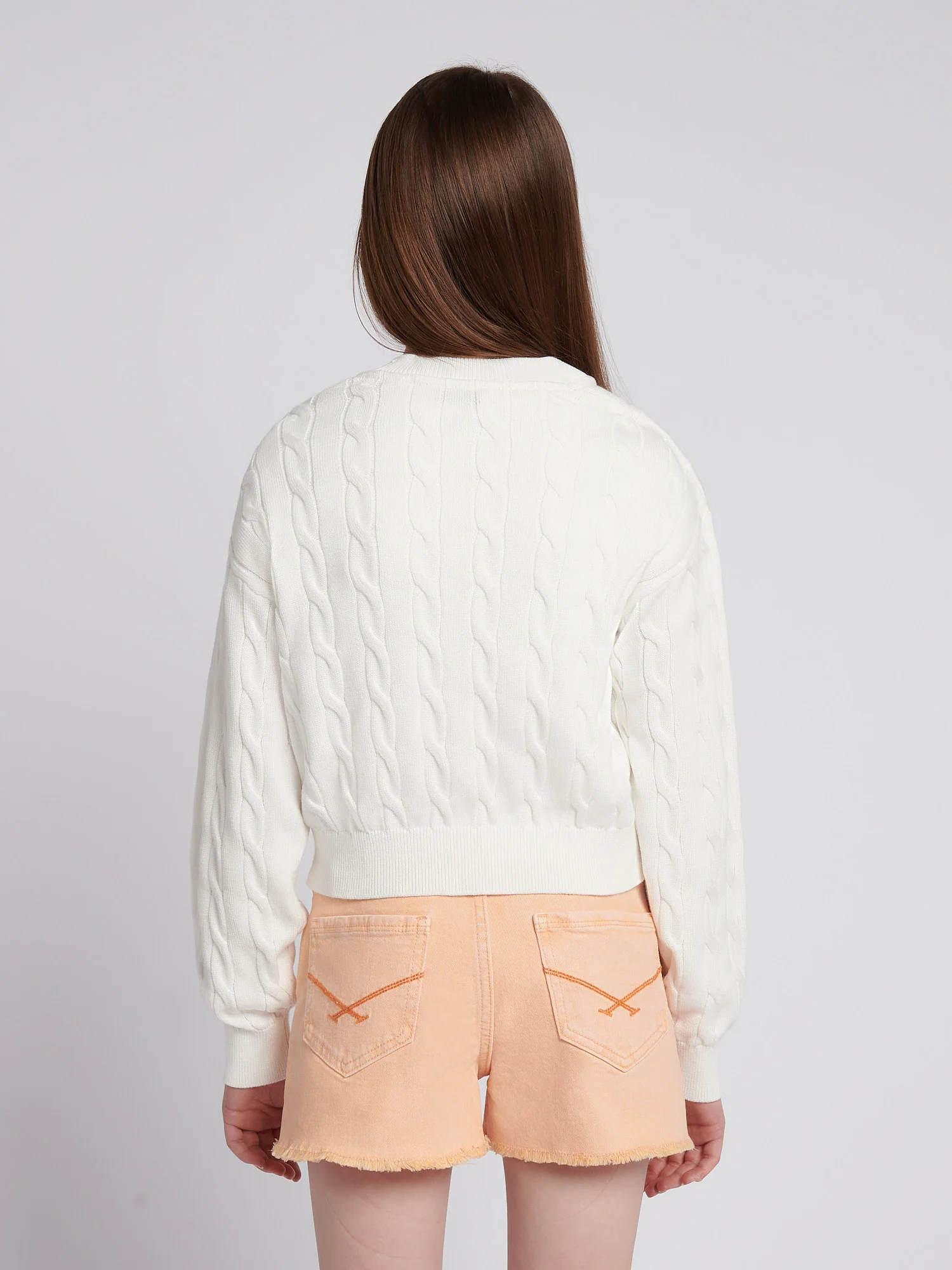 Girls Cable Knit Cardigan Marshmallow - Image 4