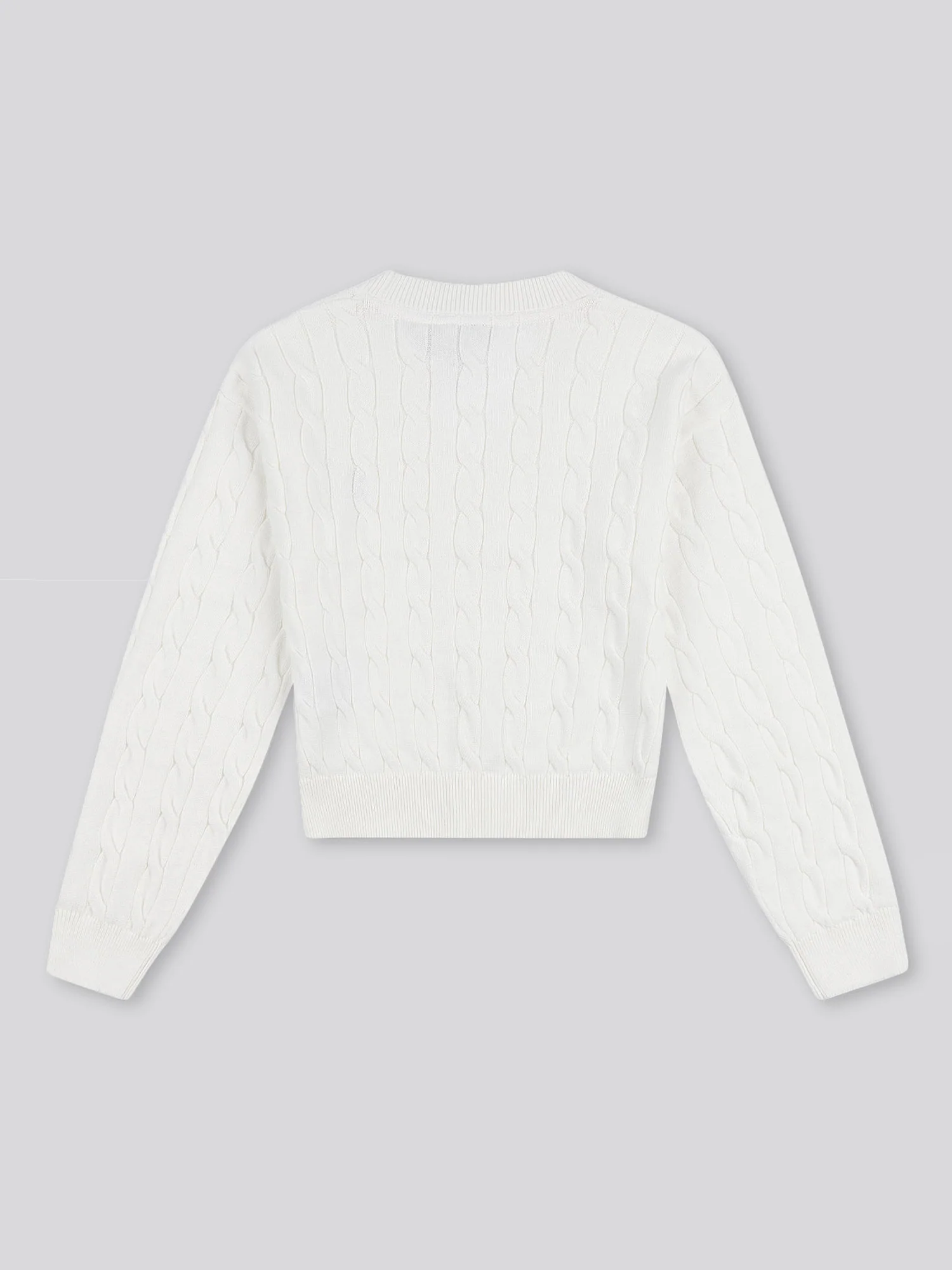 Girls Cable Knit Cardigan Marshmallow - Image 6